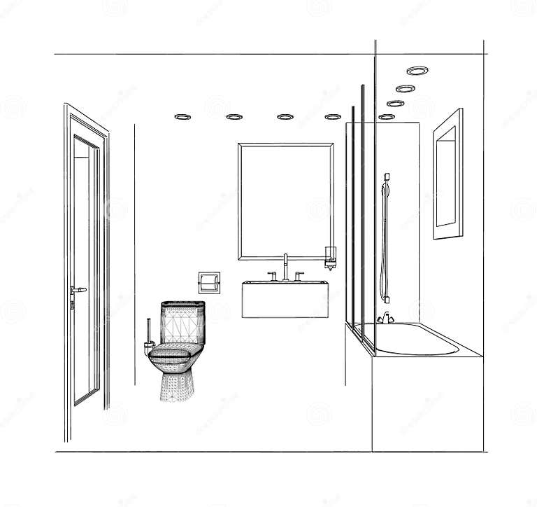 Sketch bathroom stock illustration. Illustration of natural - 29980857