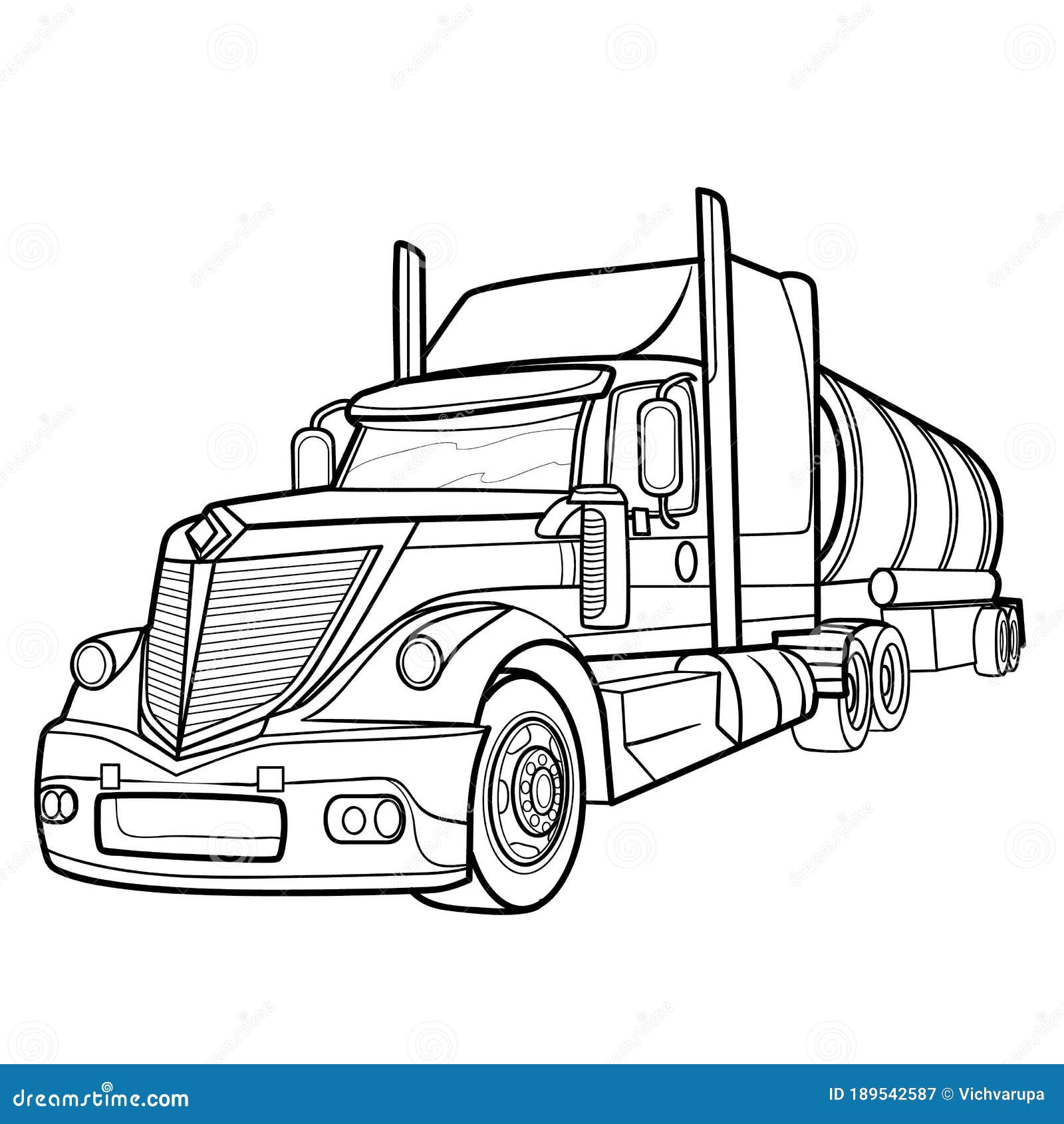 Sketch of a Big Truck, Coloring, Isolated Object on a White Background,  Vector Illustration Stock Vector - Illustration of drive, cabin: 189542587