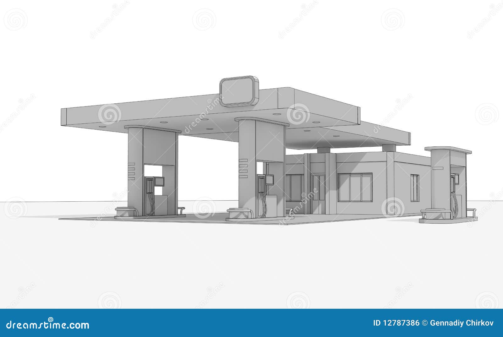 Petrol station. Vector drawing - Stock Image - Everypixel