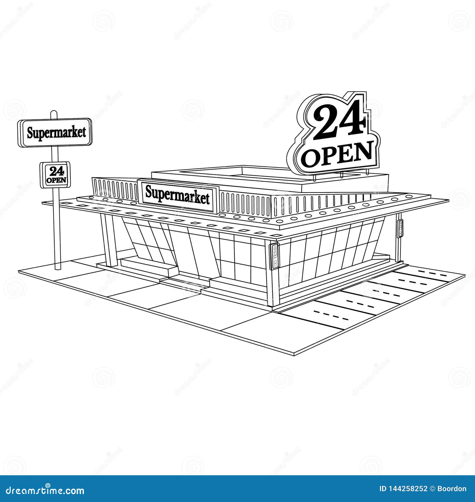 Supermarket interior hand drawn black and white illustration grocery  store Supermarket interior hand drawn black and white  CanStock