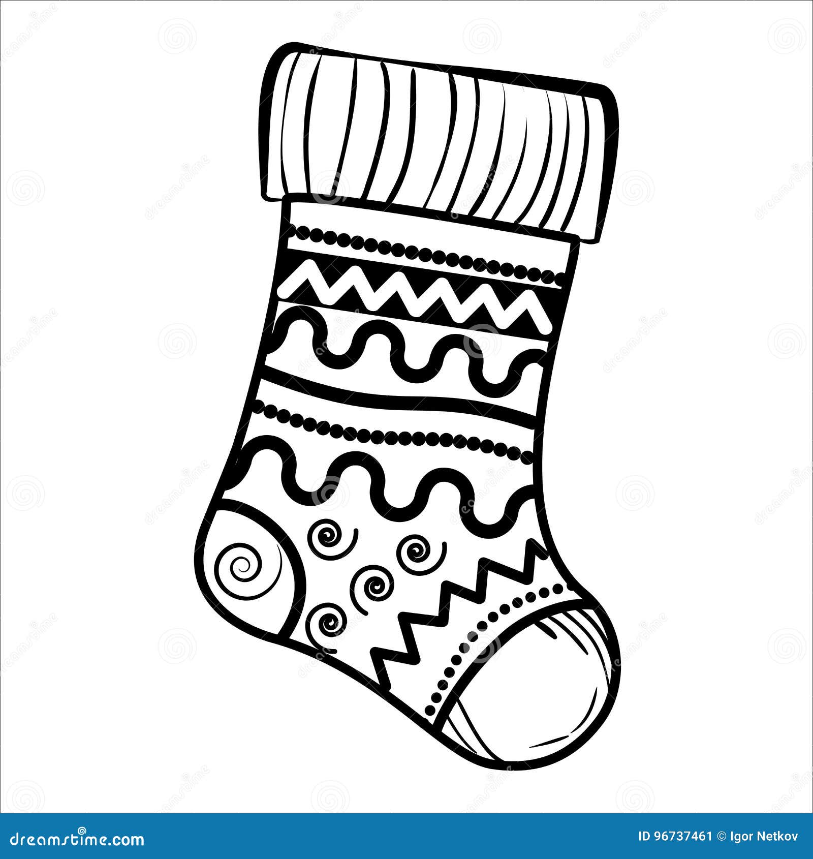 Sketch Christmas sock stock vector. Illustration of decor - 96737461