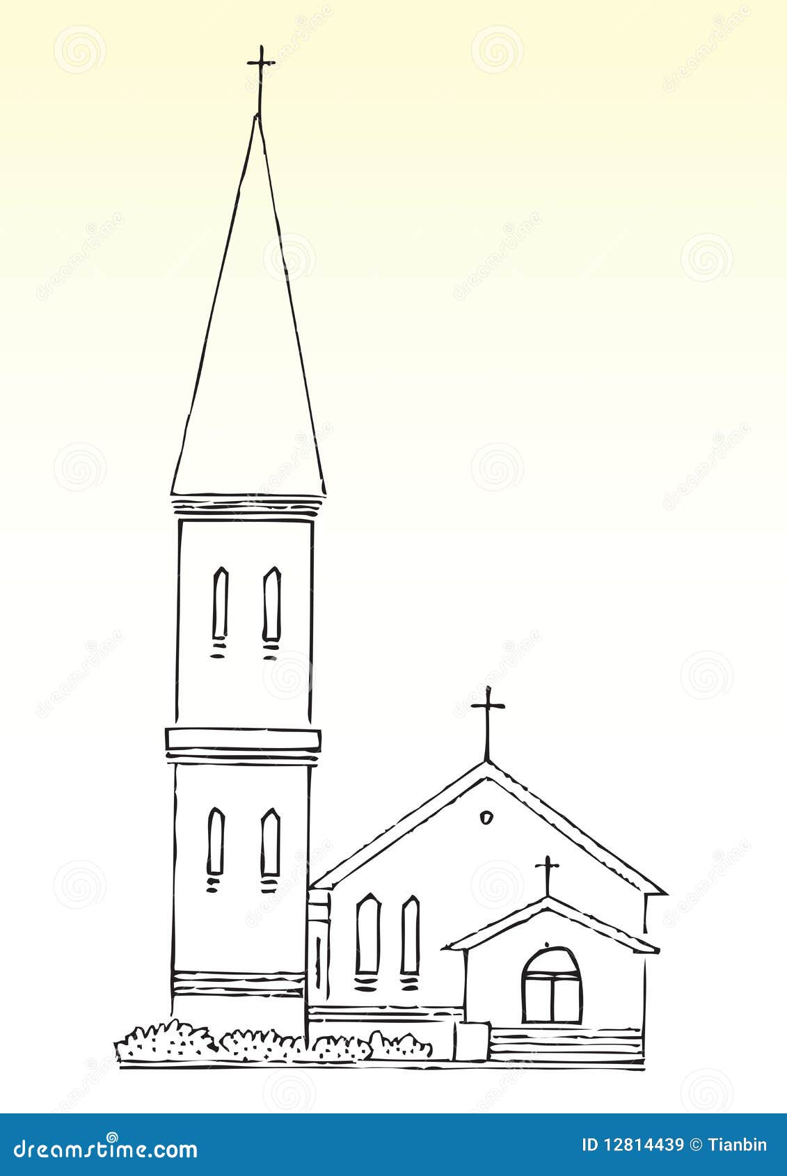 sketch of church and spire