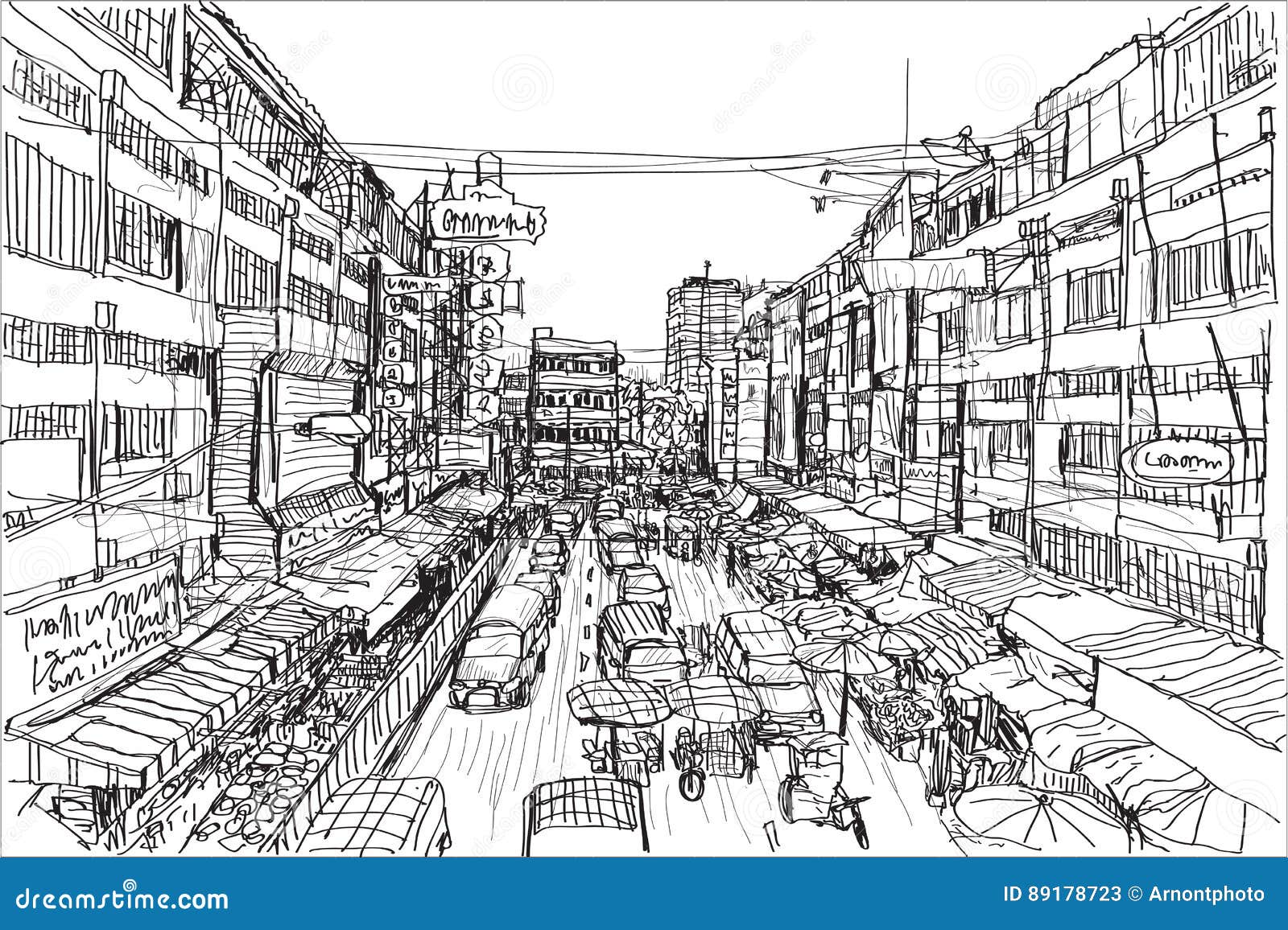 Sketch Drawing Cartoon Old Town On Stock Vector Royalty Free 1240092319   Shutterstock