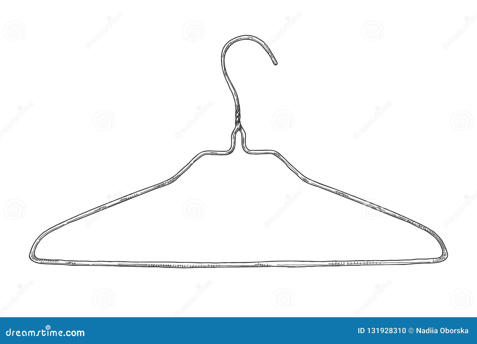 Sketch of Clothes Hangers Isolated on White Background Stock