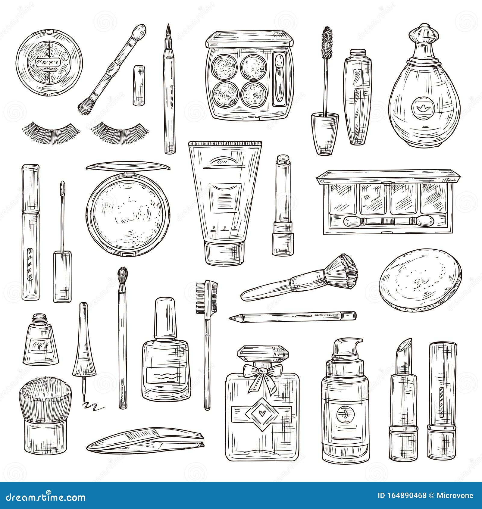 Set of Makeup Objects, Sketch Design, Vector Illustration Stock Vector -  Illustration of illustrations, drawing: 73426088