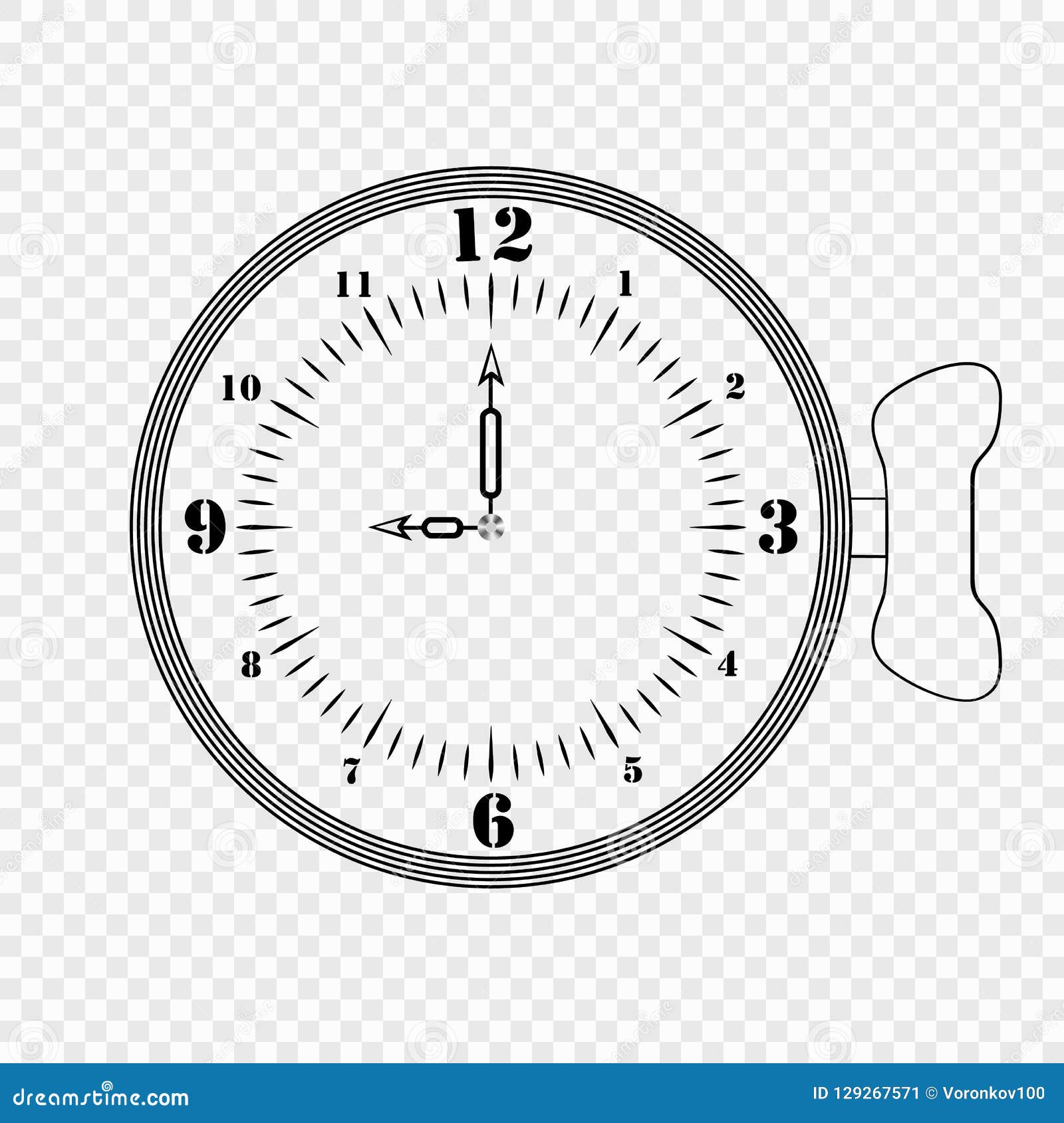 Sketch Of A Creative Clock On A Transparent Background With A Hand Winding Vector Element Template Or Icon Stock Vector Illustration Of Minute Broken