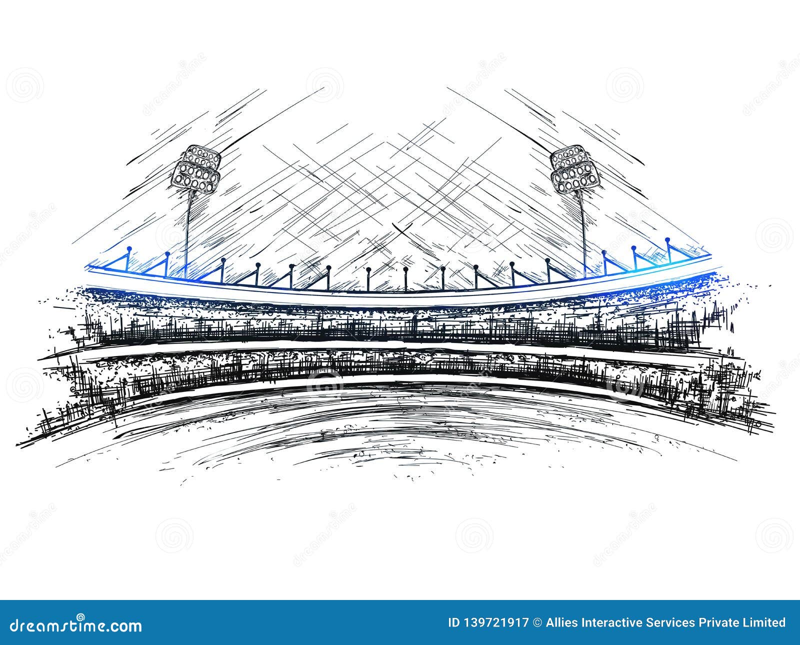 Sketch of Cricket Stadium View for Cricket Tournament Poster or Banner.  Stock Illustration - Illustration of professional, champion: 139721917