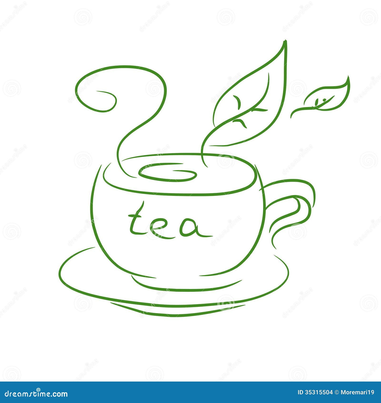 Sketch of a cup of tea stock vector. Illustration of black - 35315504