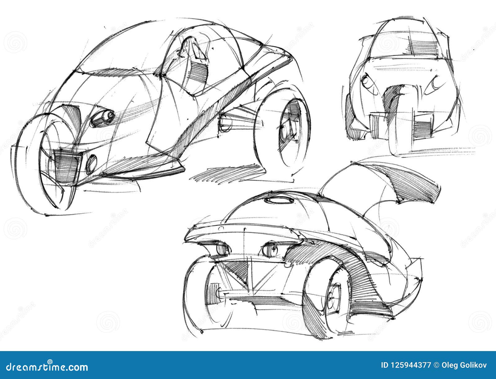 Electric car sketch on a white background Vector Image
