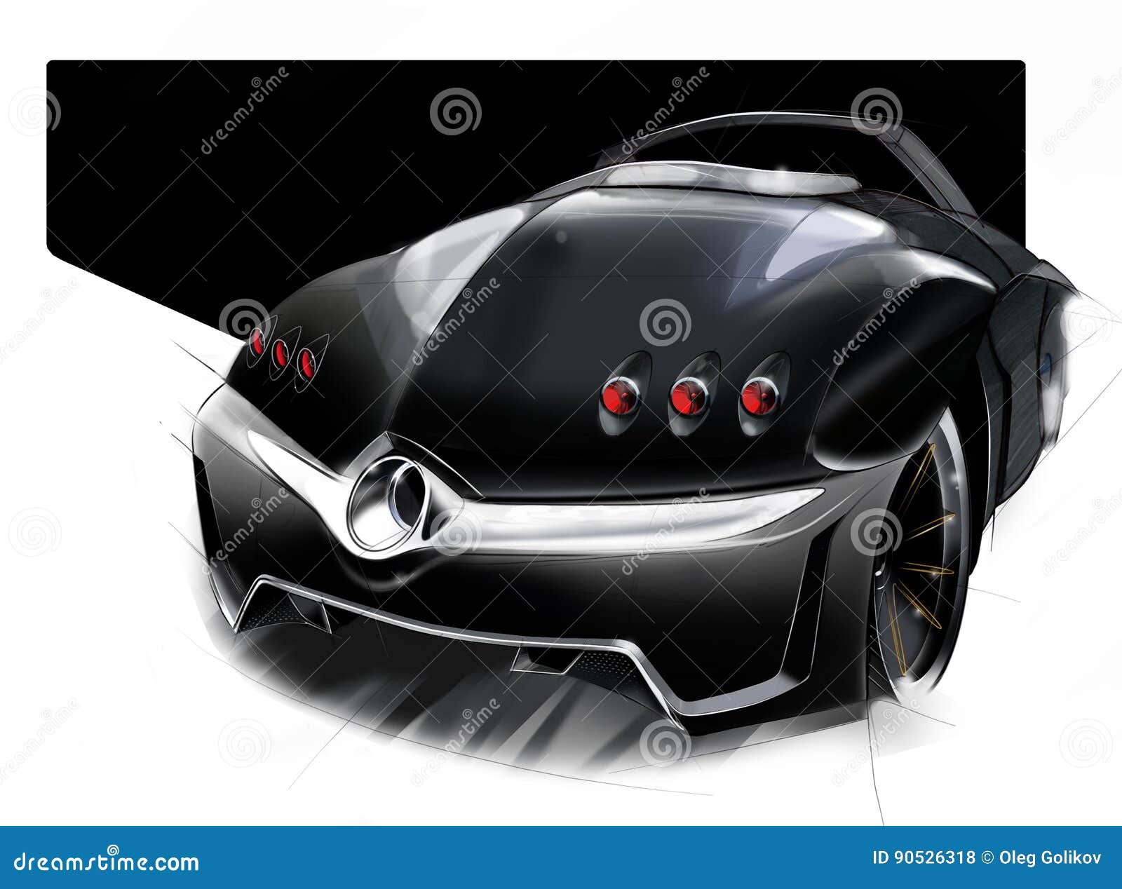 A Sketch of the Design of a Modern Futuristic Sports Car. Illustration.  Stock Illustration - Illustration of autonomous, innovations: 90526318