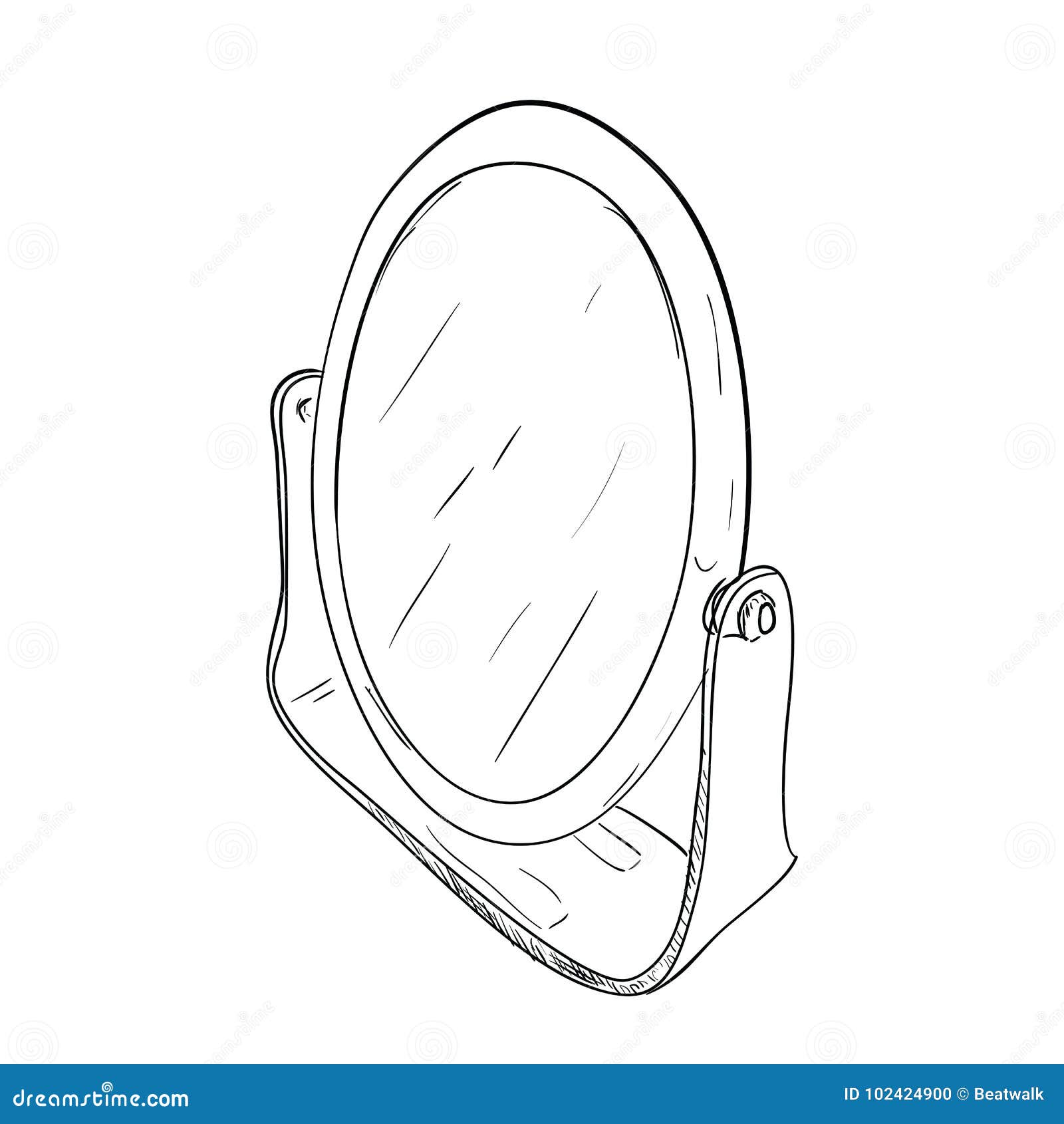 Makeup mirror line drawing isolated on white Stock Vector | Adobe Stock