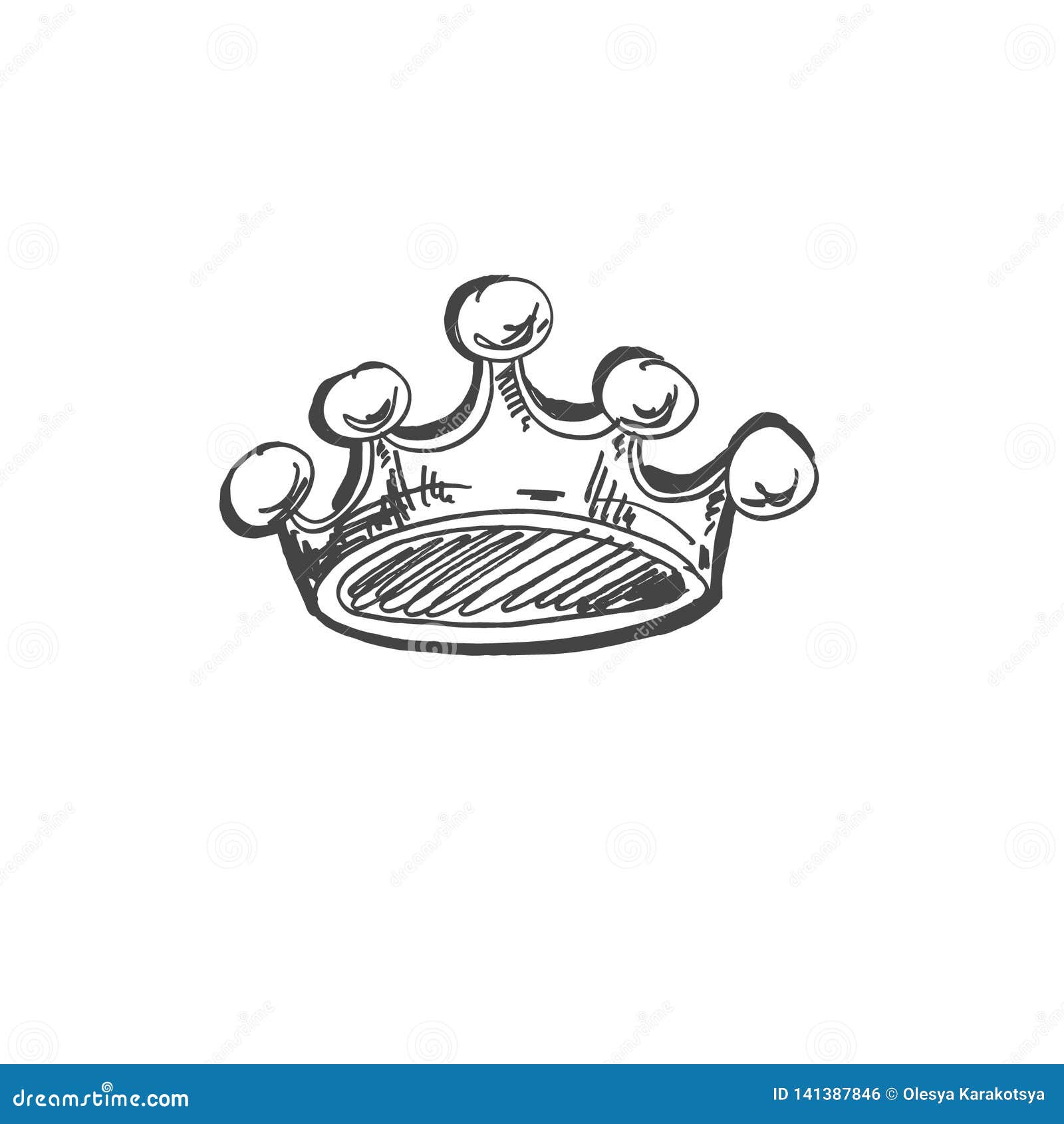 Sketch Doodle Drawing Icon Of Cartoon Crown Stock Vector - Illustration ...