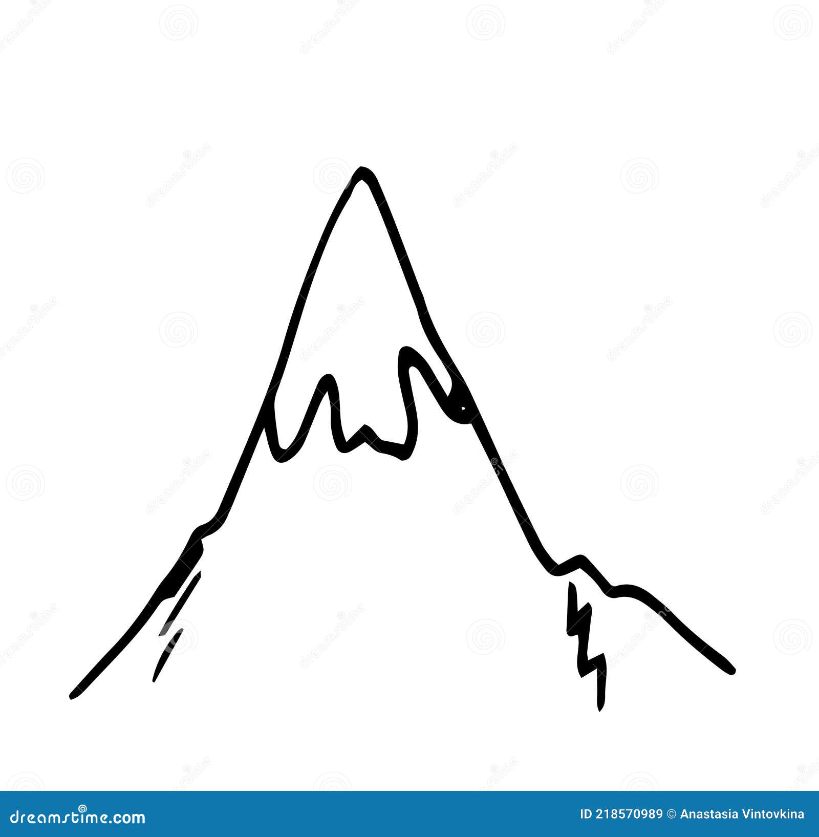 Vector Isolated Polygonal Mountain Top with Ice at the Top Drawn by