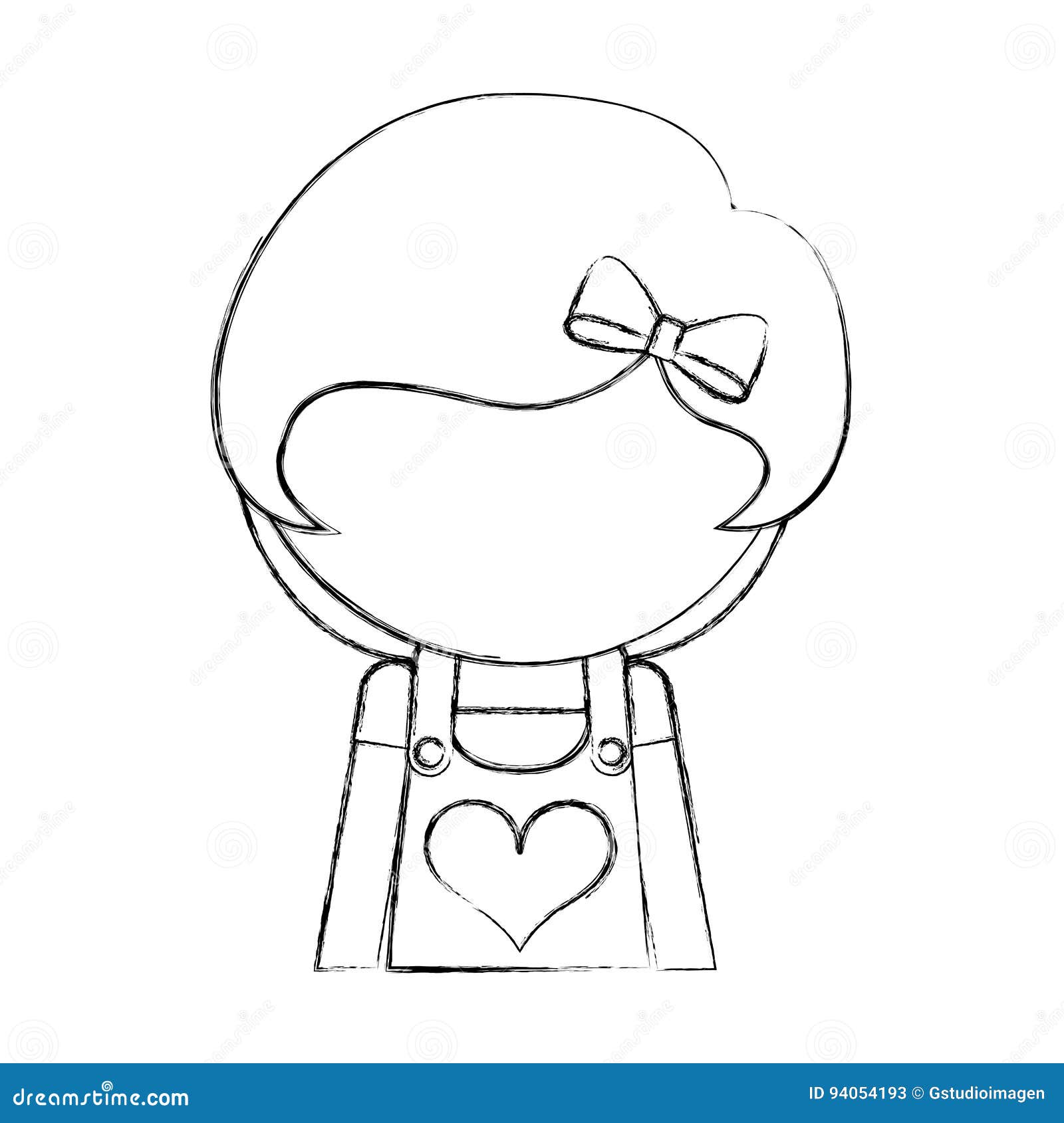 Faceless child girl sketch lines Royalty Free Vector Image