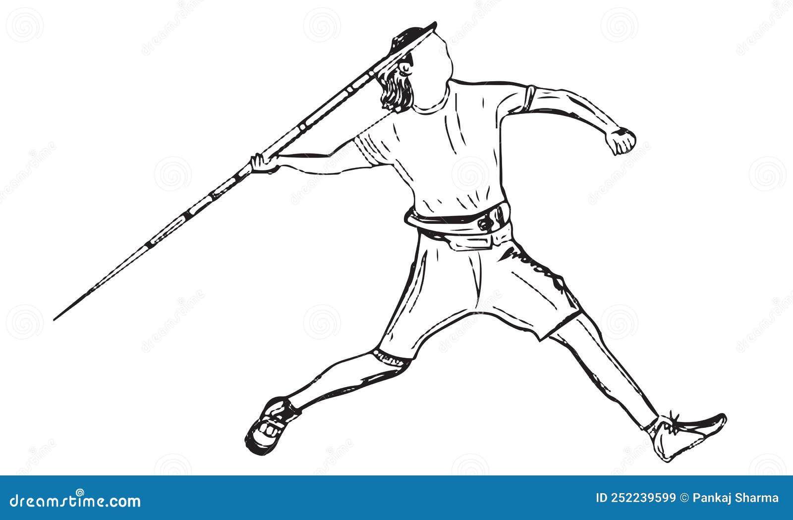 Sketch Drawing of Javelin Throw Player, Javelin Throw Vector, Stock
