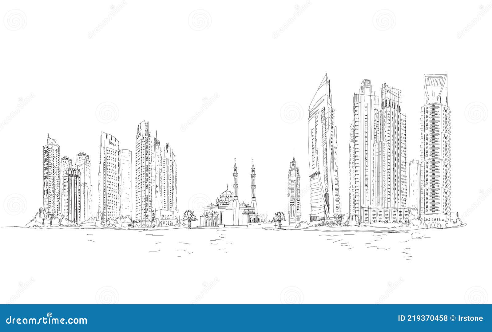One continuous line drawing of Dubai city skyline United Arab Emirates  Beautiful city landmark World landscape tourism and travel Editable  stylish stroke single line draw design vector illustration 20610489 Vector  Art at