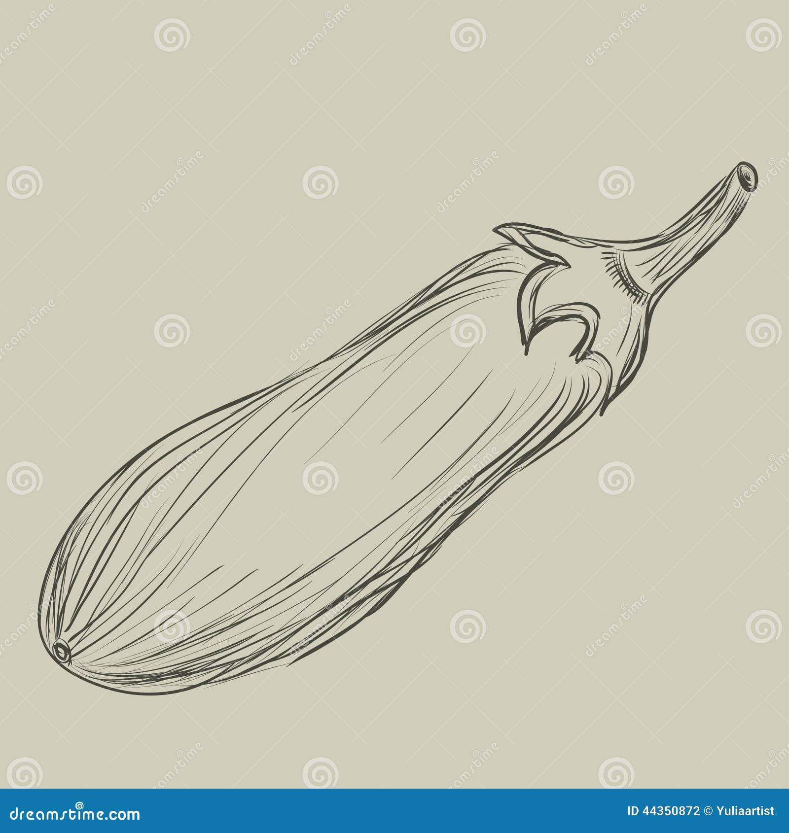 Sketch of an Eggplant. Handdrawn Stock Vector Illustration of