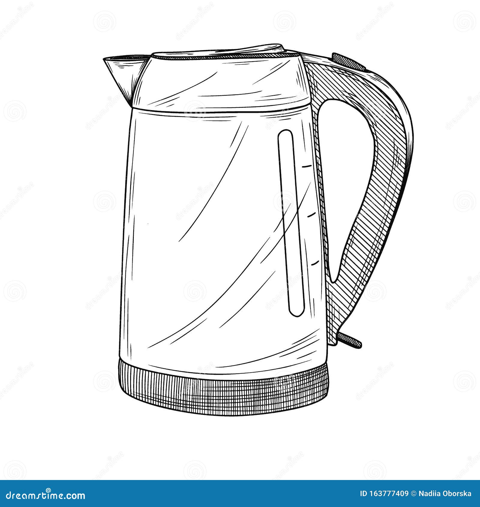 Sketch of Electric Kettle on a White Background. Vector Illustration