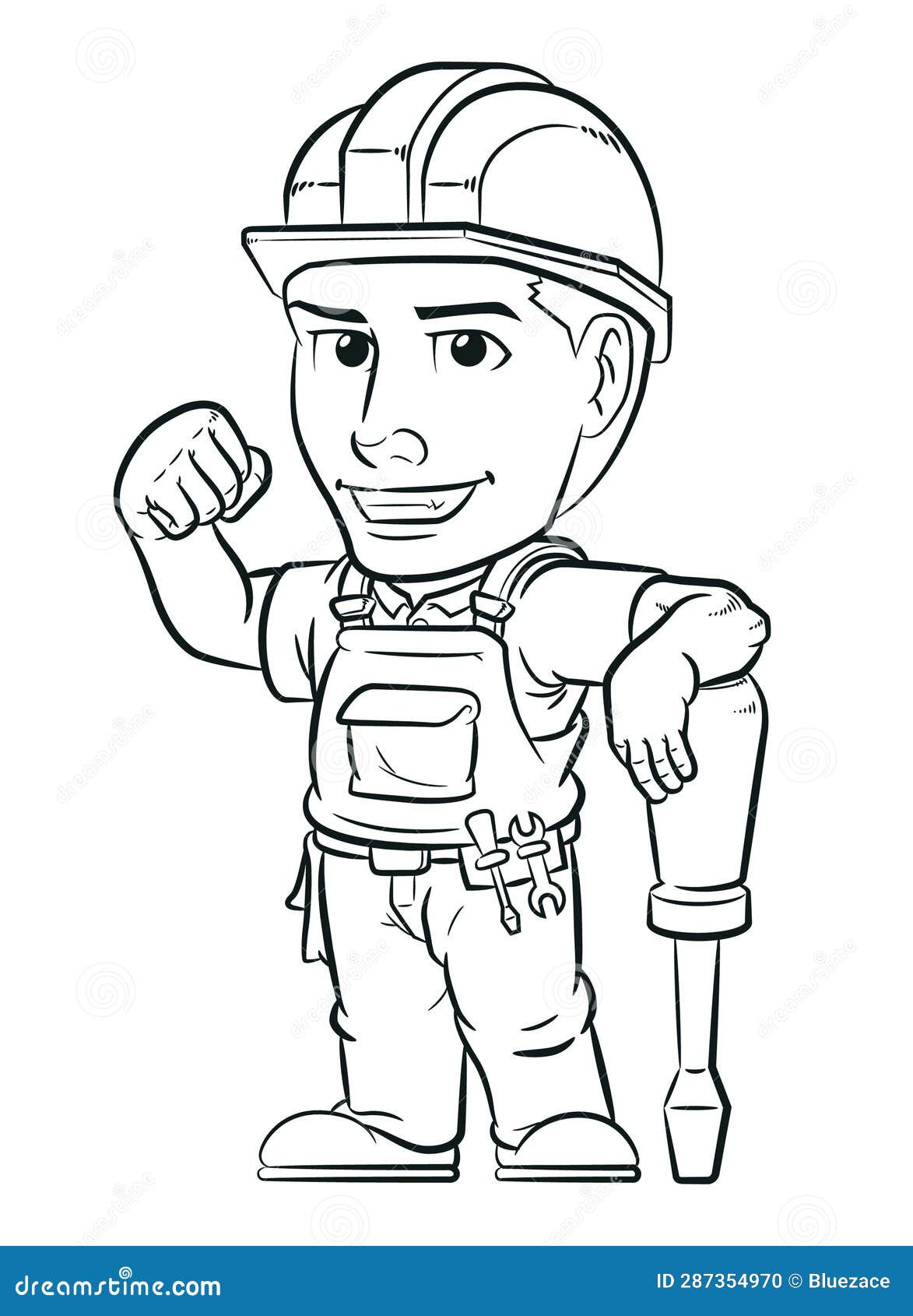 Sketch Electrician Handyman Maintenance Technician Worker Stock Vector