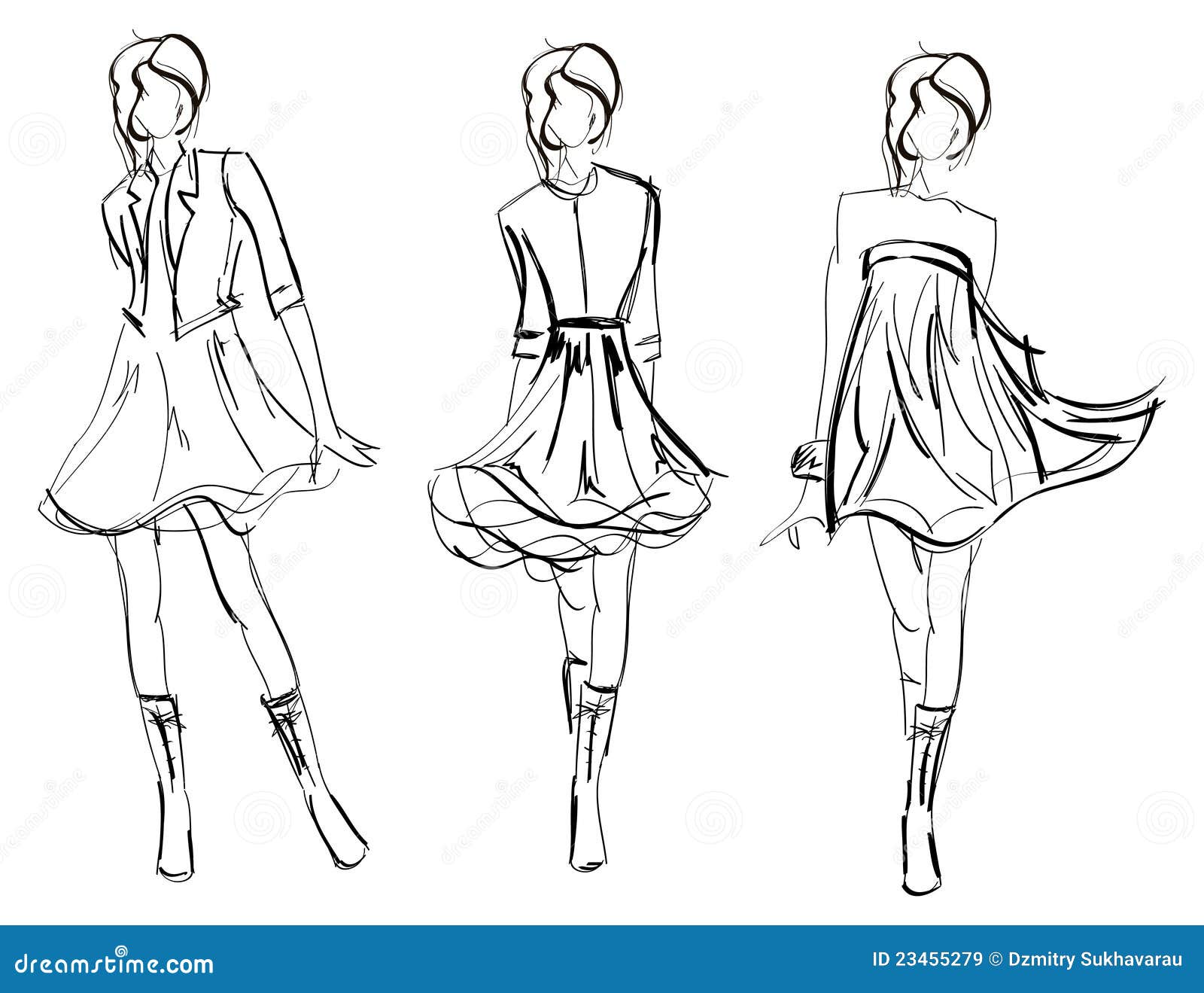 Womens figure sketch Different poses Template for drawing for designers  of clothes and constructors Vector outline girl model template for fashion  sketching Fashion illustration Stock Vector  Adobe Stock