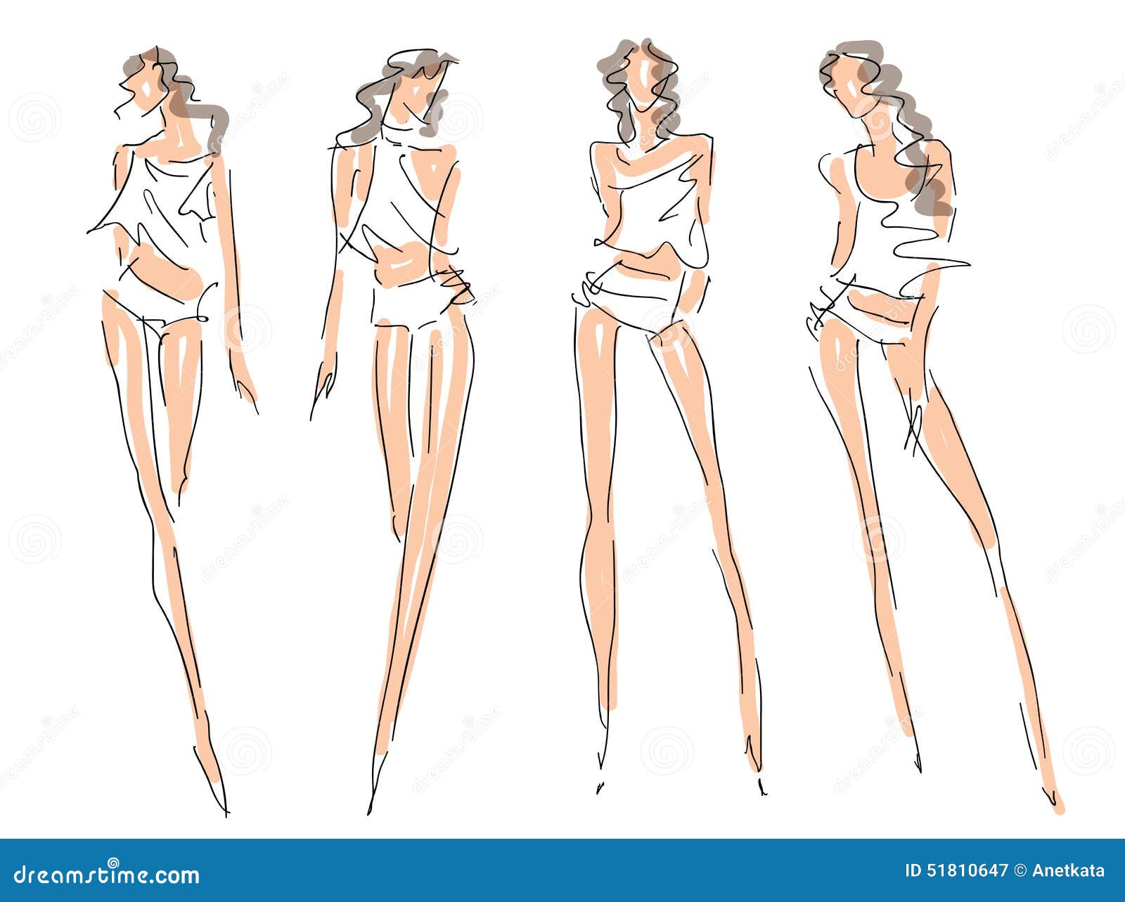 Sketch Fashion Poses stock illustration. Illustration of posing - 51810647