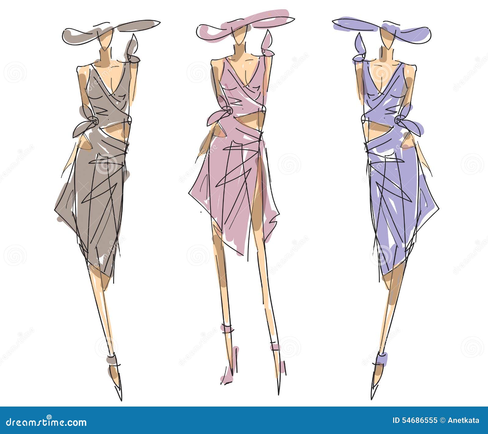 Vector set of different poses for drawing fashion illustrations. canvas  prints for the wall • canvas prints sketching, template, pose | myloview.com
