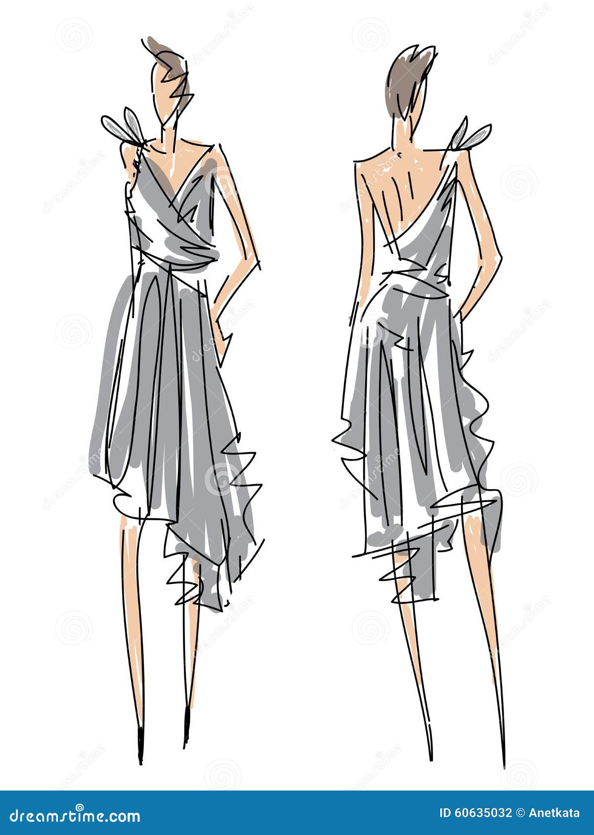 Fashion Illustration Vector & PSD Croquis Dressup Doll Model Drawings –  Mels Brushes