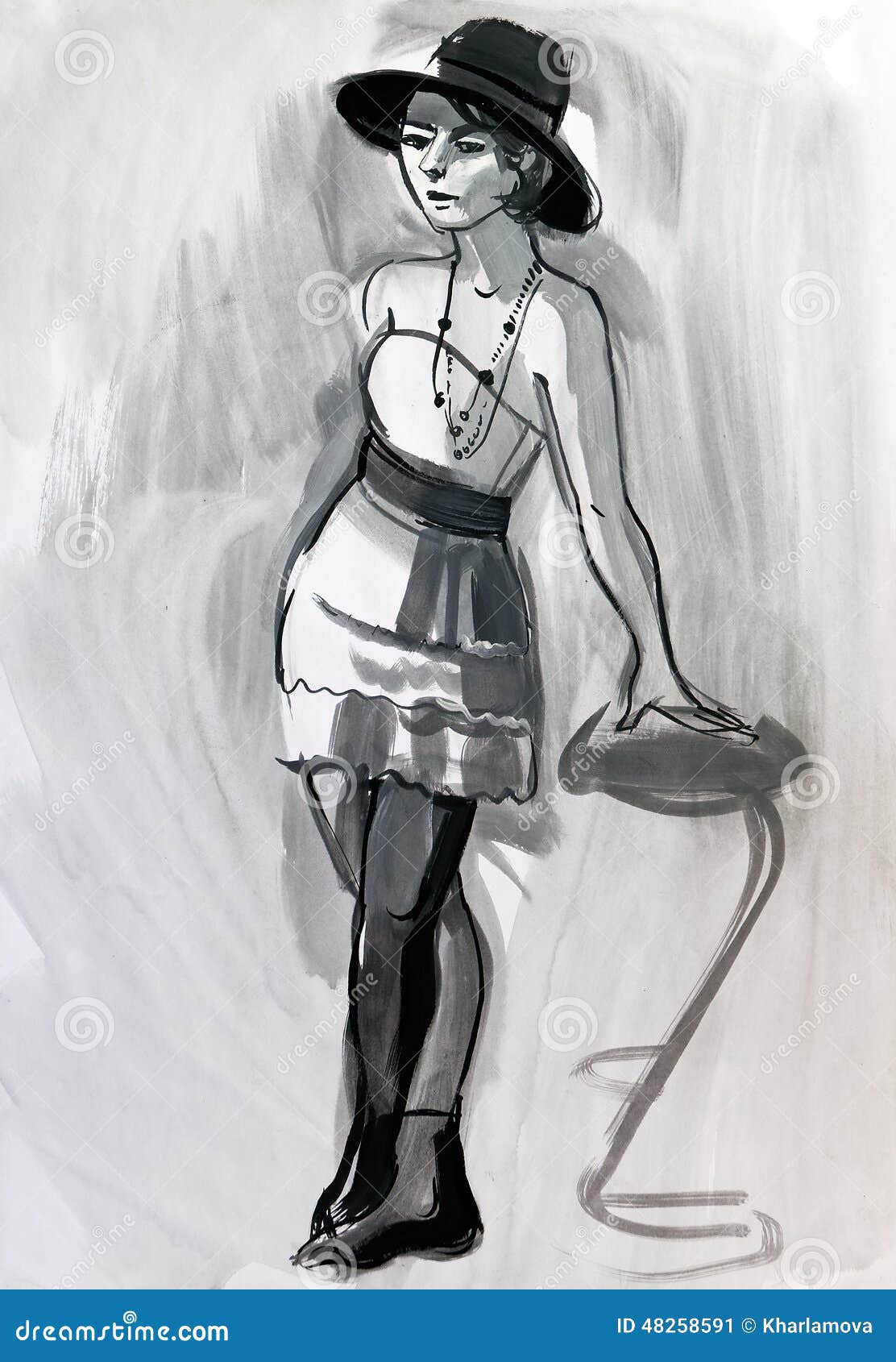 Sketch of a female figure stock illustration. Illustration of handmade