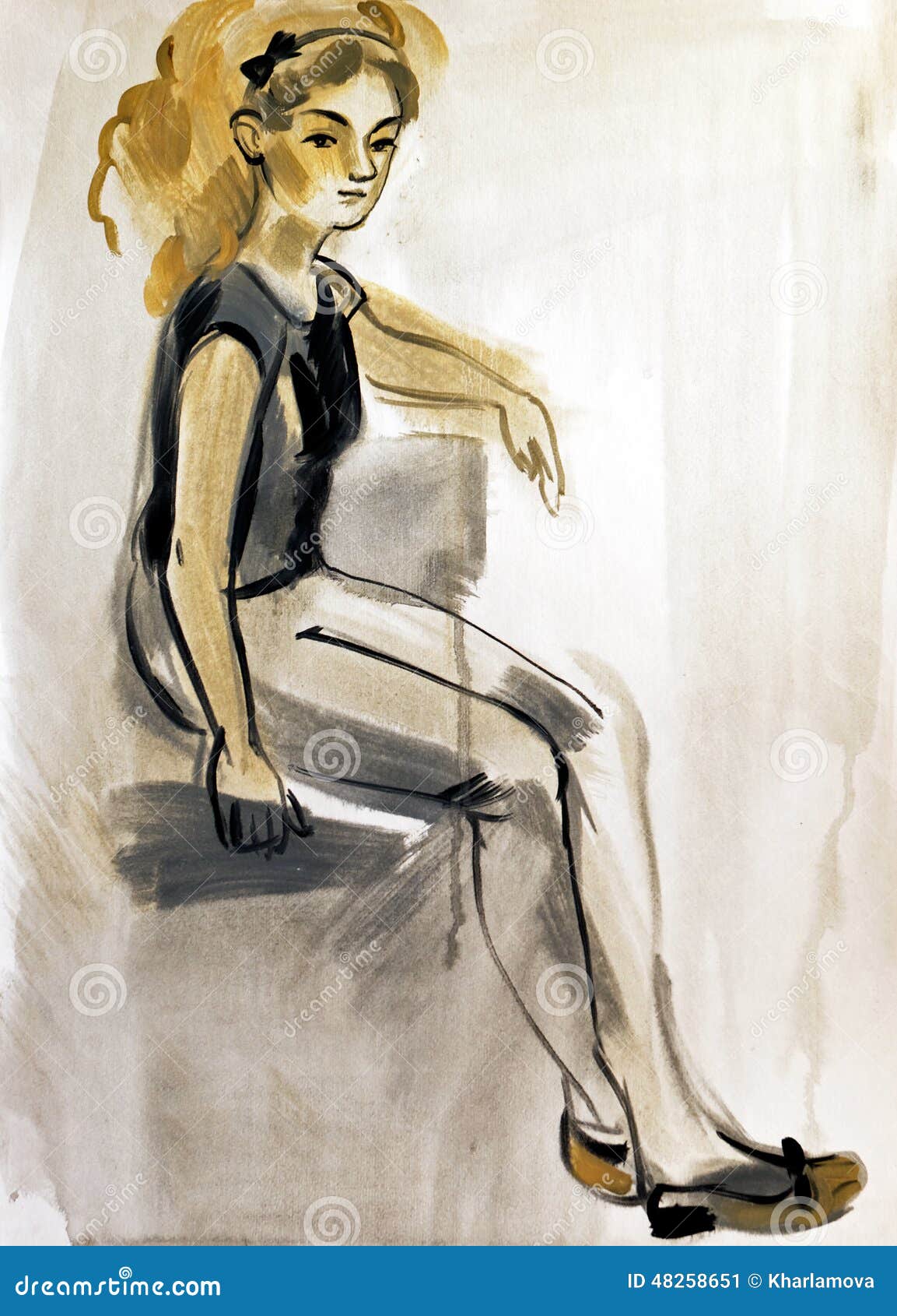 Sketch of a female figure stock illustration. Illustration of model