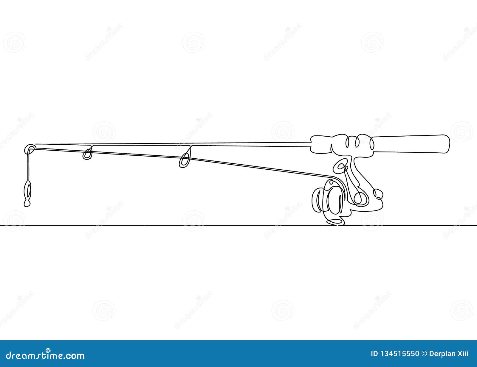 Sketch Fishing Rod, Spinning Rod, Reel, Tackle Stock Vector