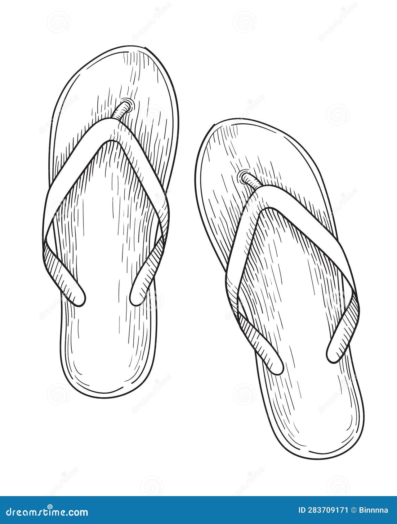 Sketch Flip Flop, Beach Slippers Illustration, Drawing, Engraving, Ink ...