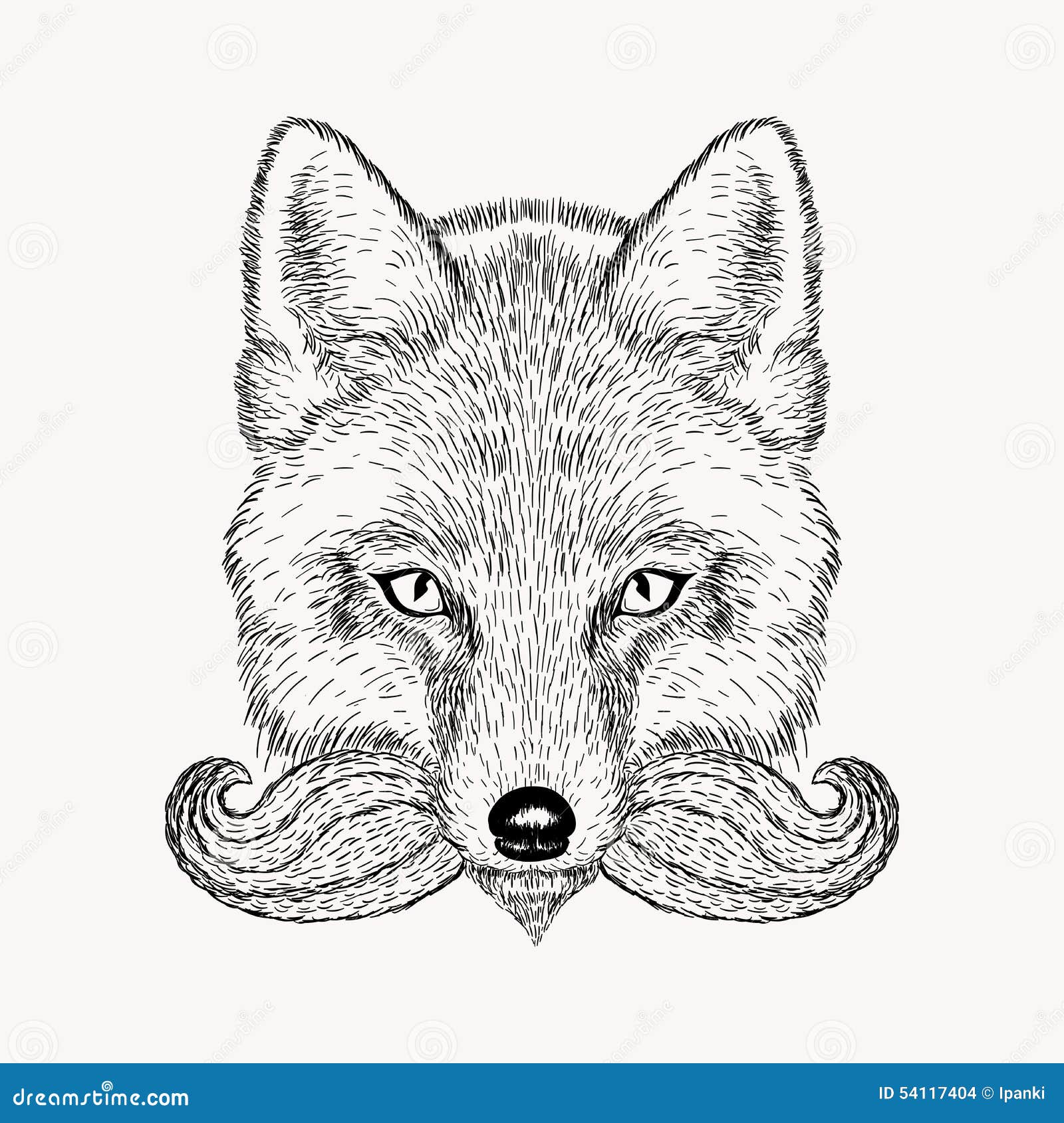 sketch fox with a beard and moustache.