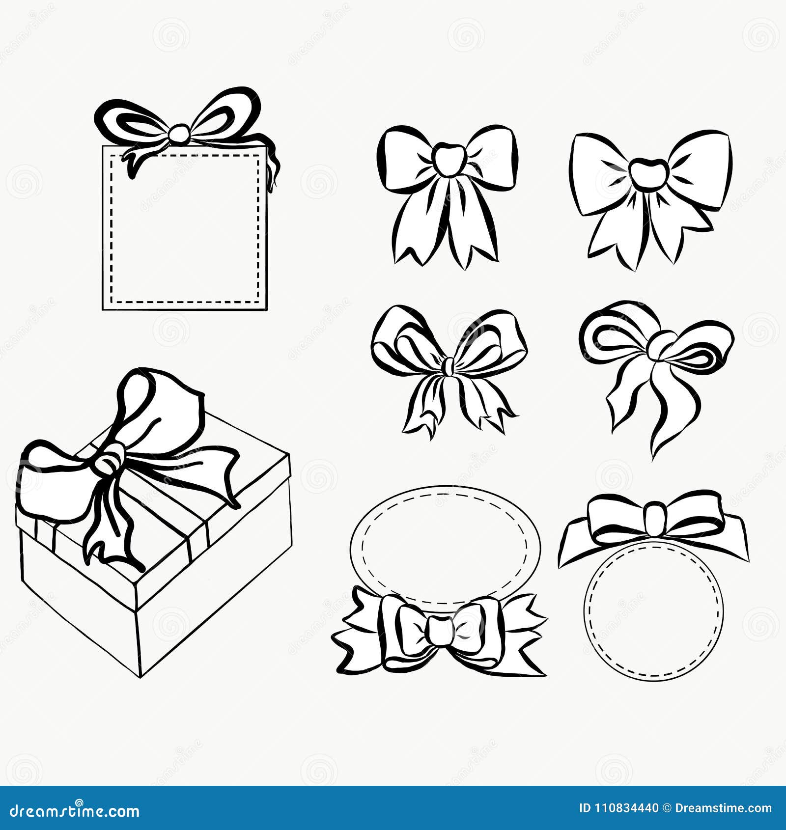 Sketch Gift Bows. Hand Drawn Graphic Elements for Your Design. Set ...