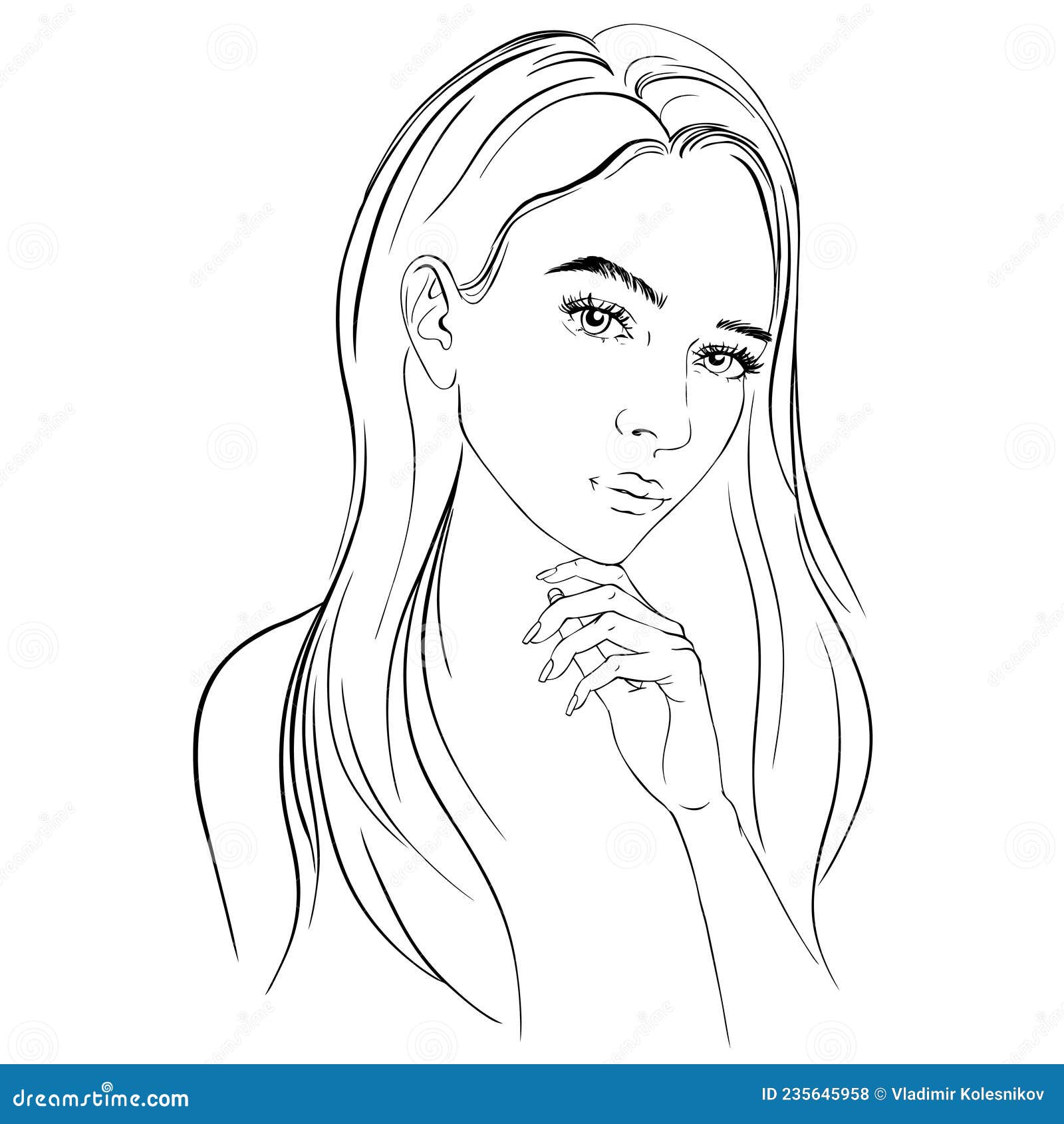 Sketch Girl , Profile, Vector Illustration Stock Vector - Illustration ...