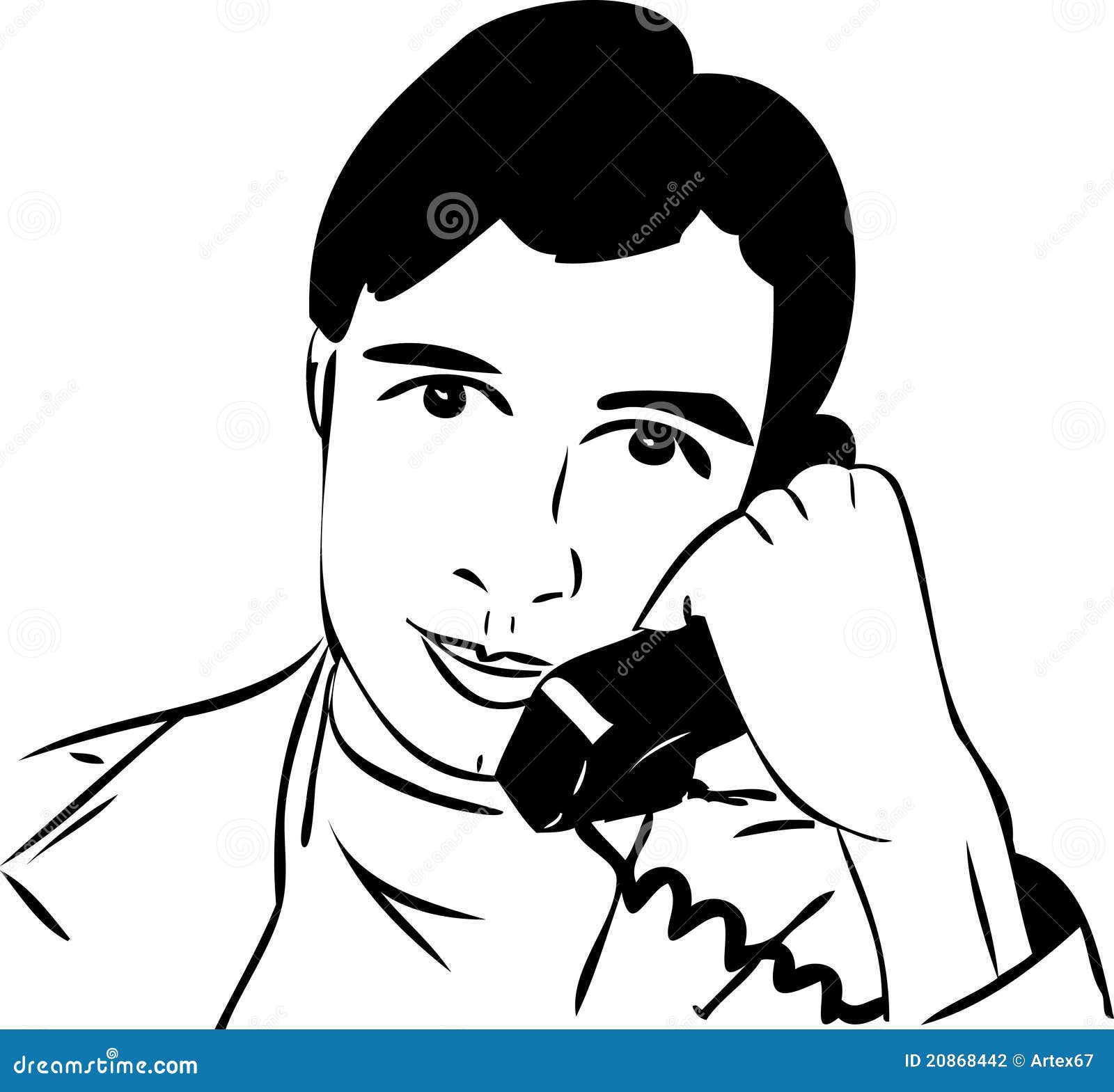 Sketch Of A Guy Talking On The Phone Stock Photography