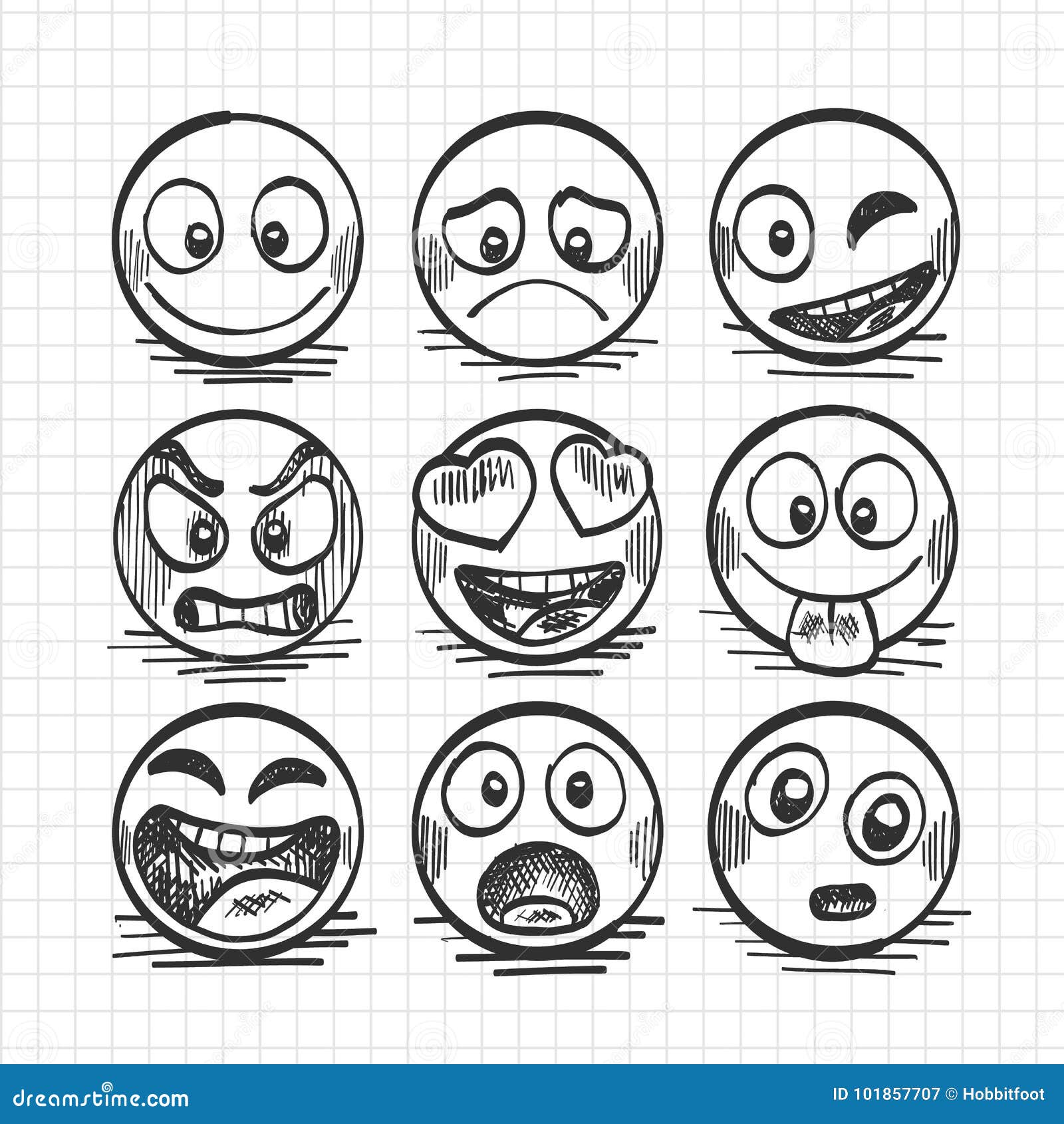 Pencil Drawing Smiley Emoji Face Pack in Blue  Stock Illustration  76593051  PIXTA