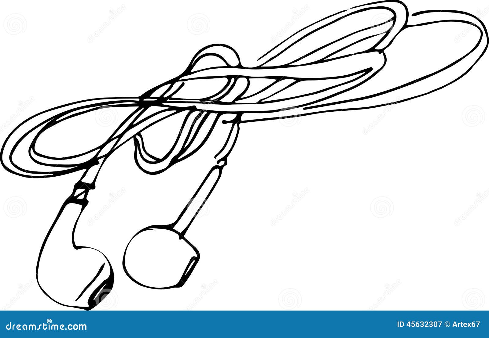 Sketch Of Headphones For Your Phone Stock Vector - Image: 45632307