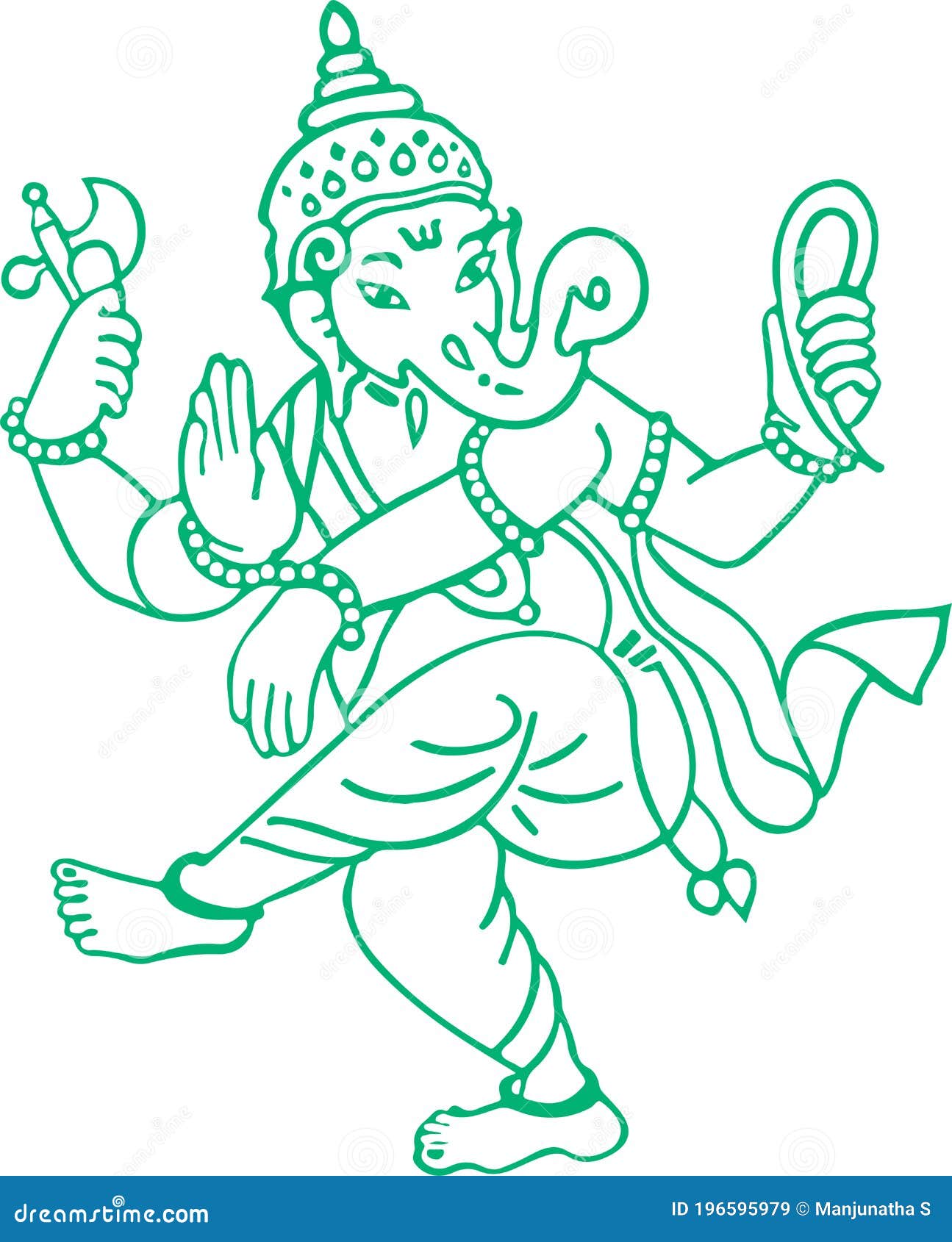 Sketch of Hindu God Lord Ganesha or Vinayaka Outline Editable Vector ...