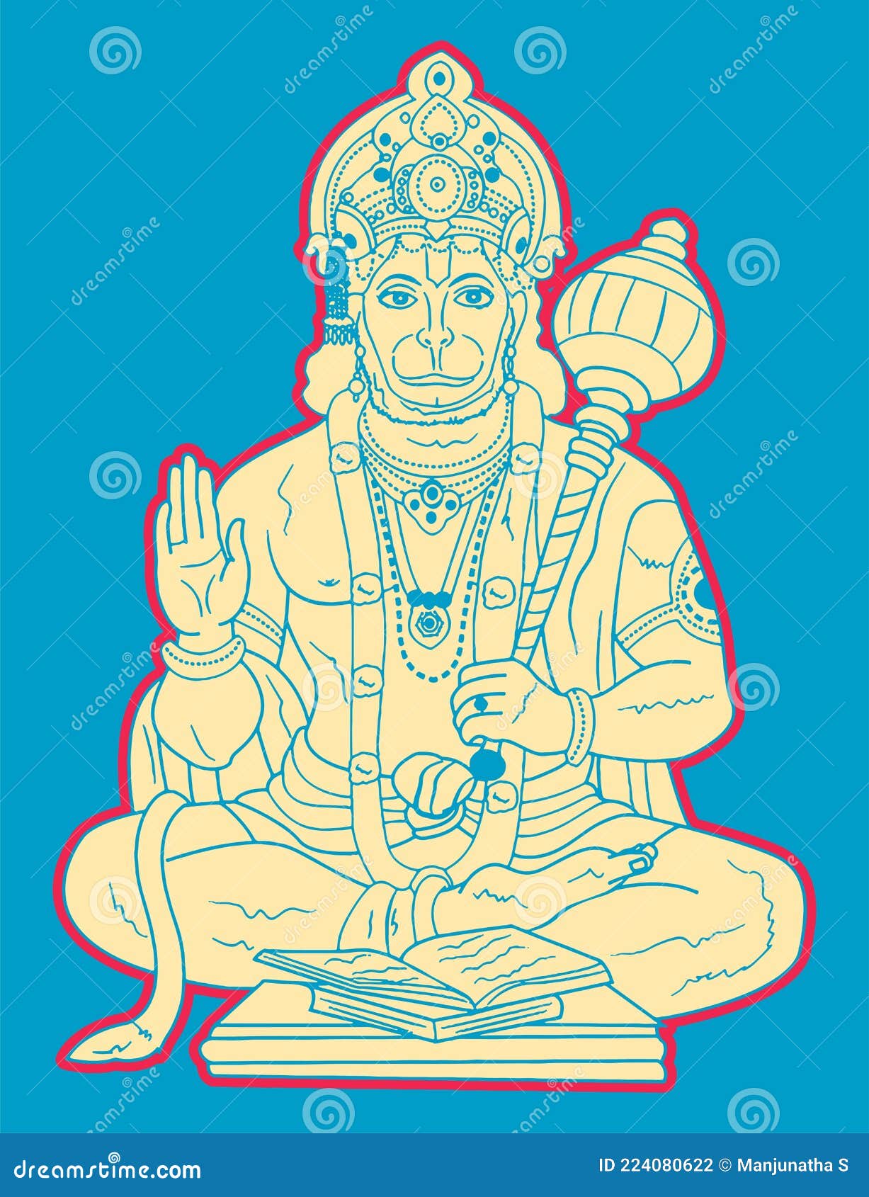 Sketch Of Bajrangbali Hanuman Size A4 Size Paper - GranNino