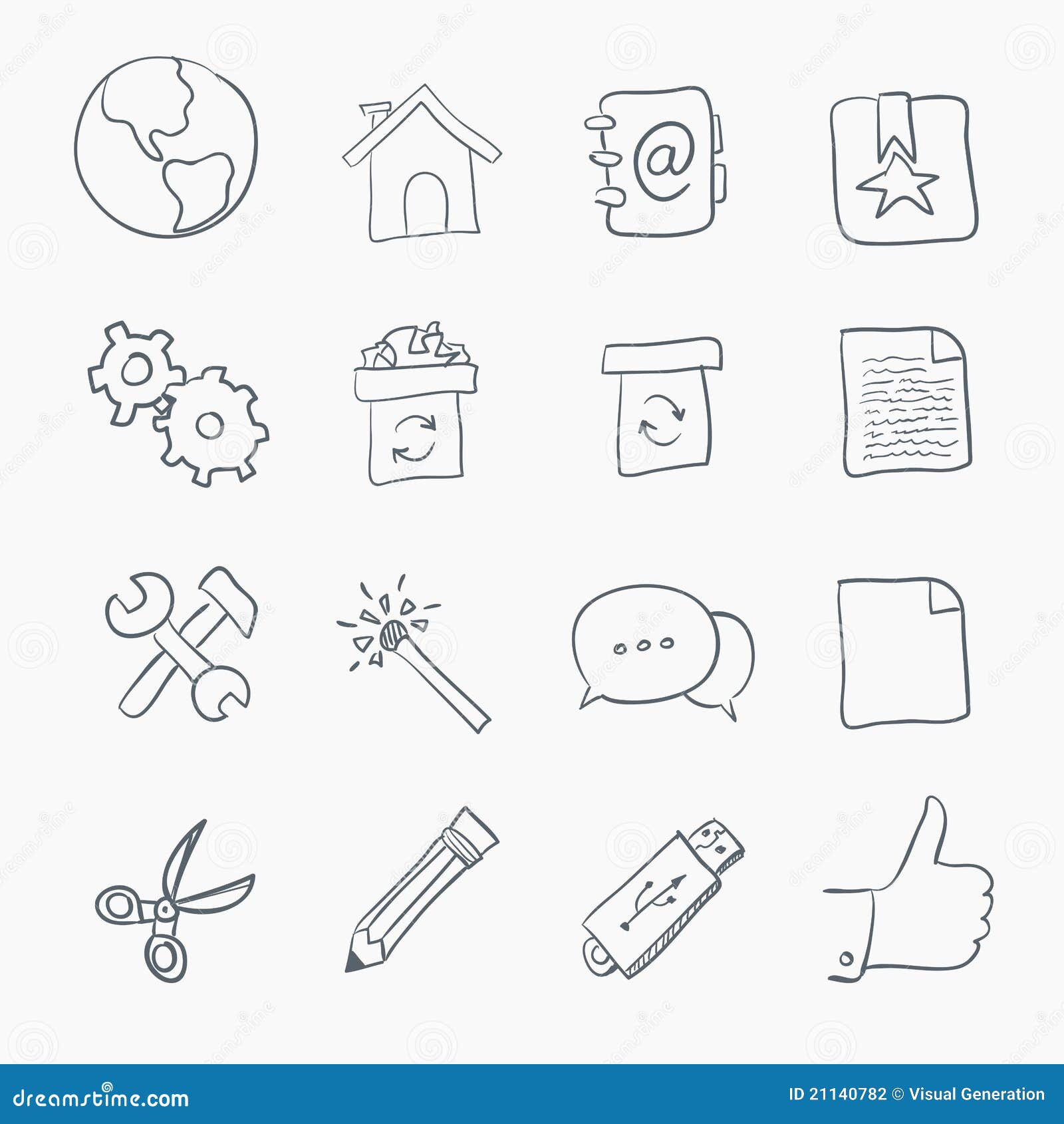Sketch Icon Set stock vector. Illustration of globe, envelope - 21140782