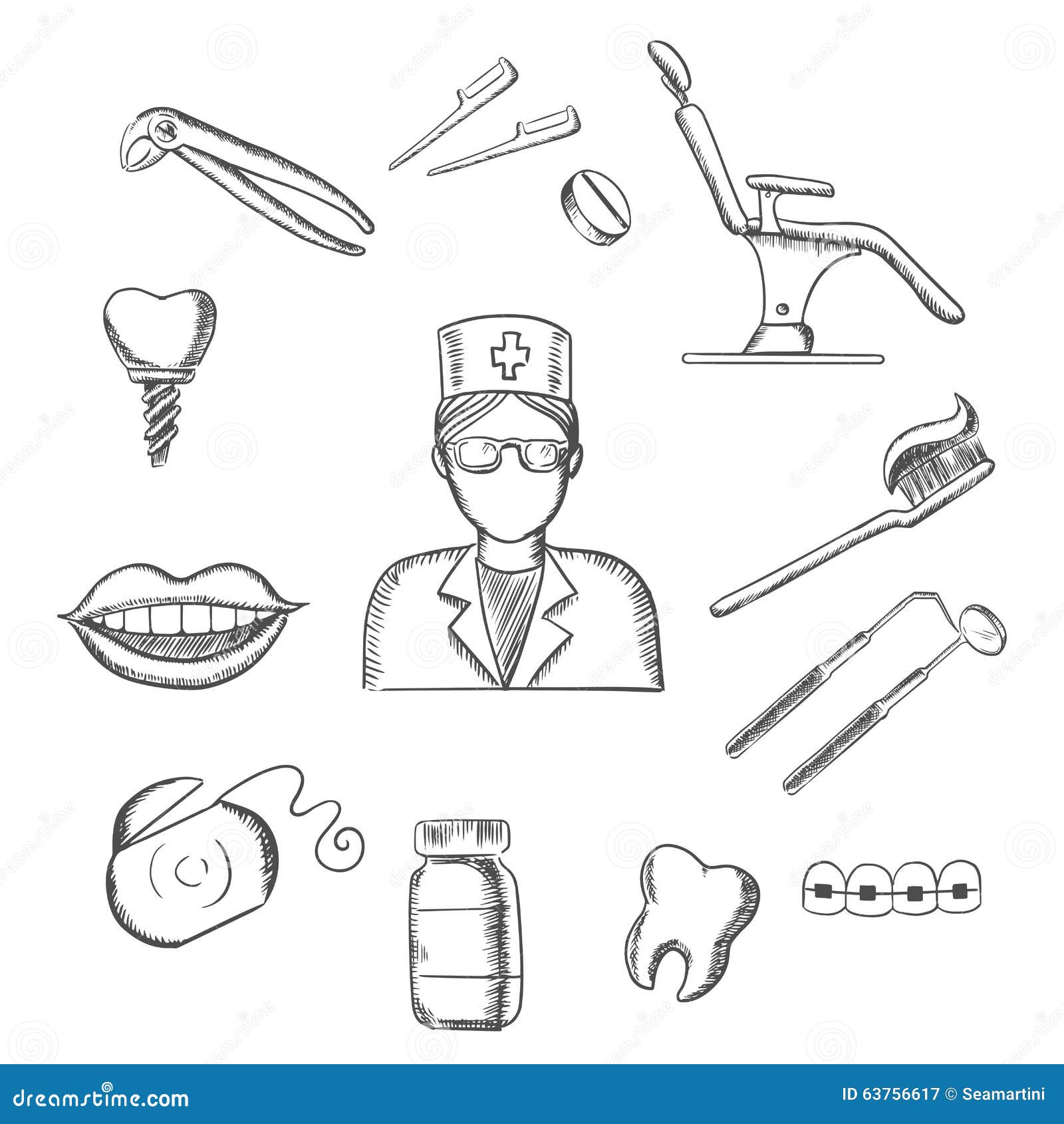 Dental sketch icons by Vector Tradition SM on creativemarket  Sketch  icon Dental Hand washing poster