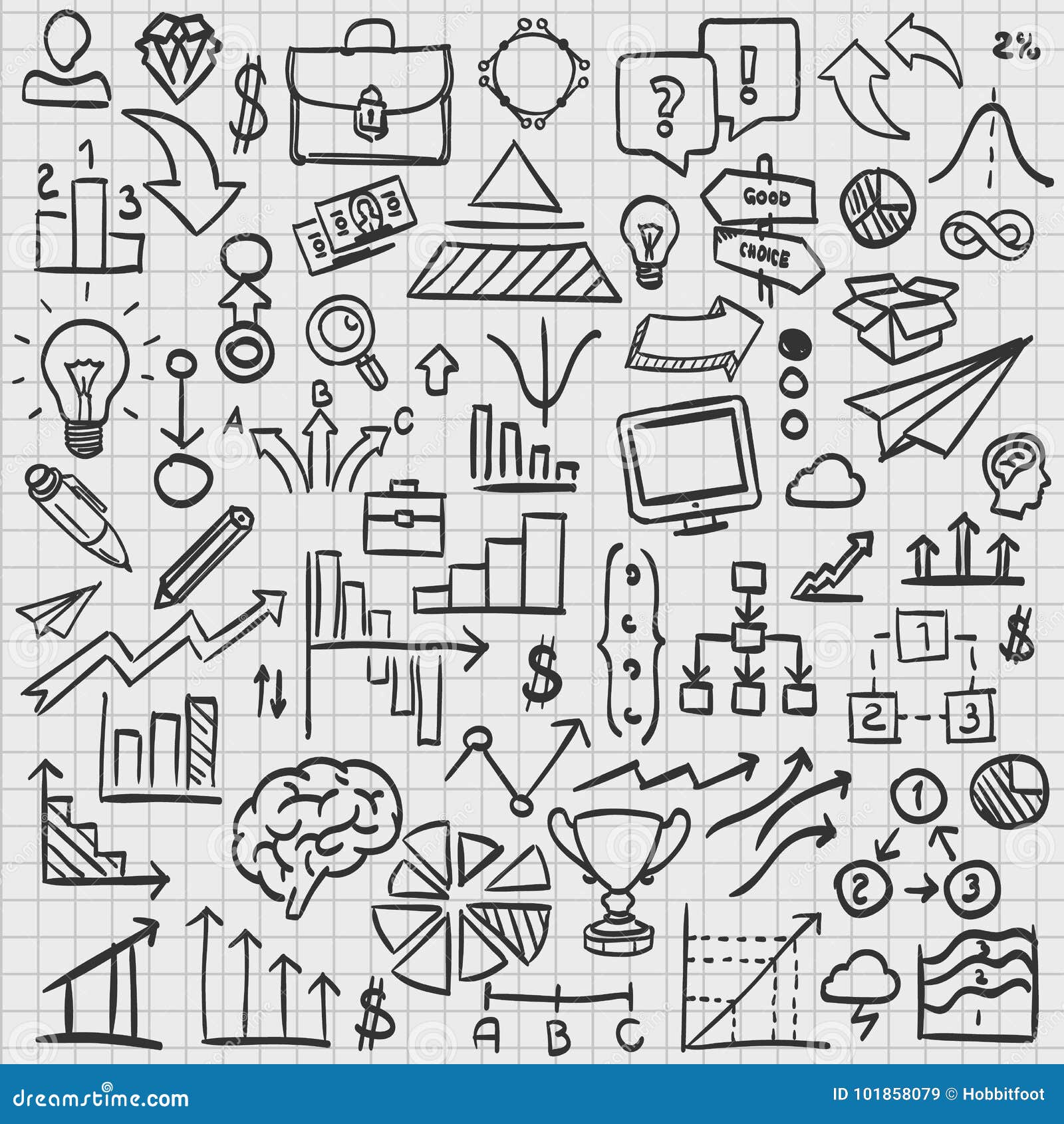 Sketch icons set business. stock vector. Illustration of education