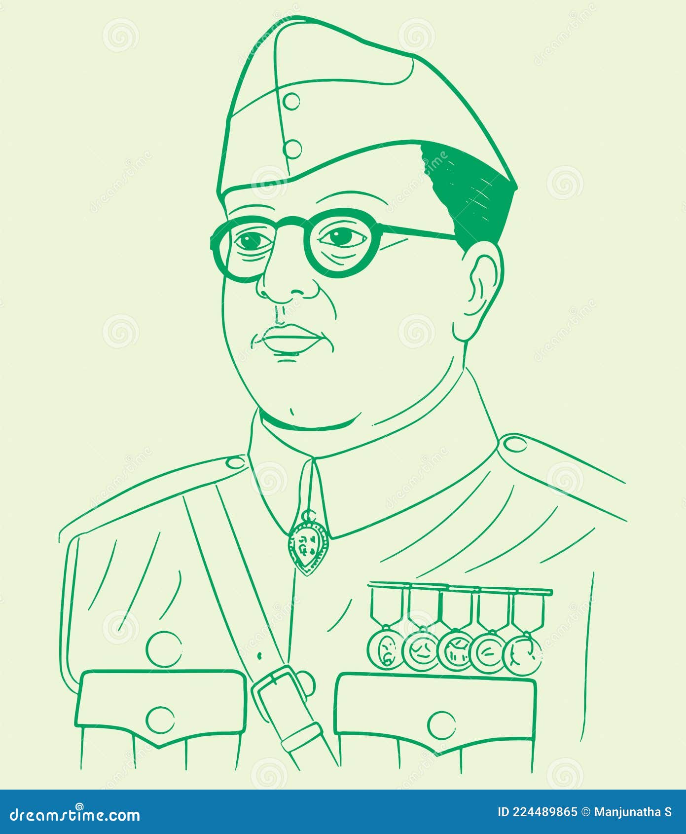 Sketch of Indian Famous Freedom Fighter Netaji Subhash Chandra Bosh Outline  Editable Illustration Stock Vector  Illustration of january drawing  224489865