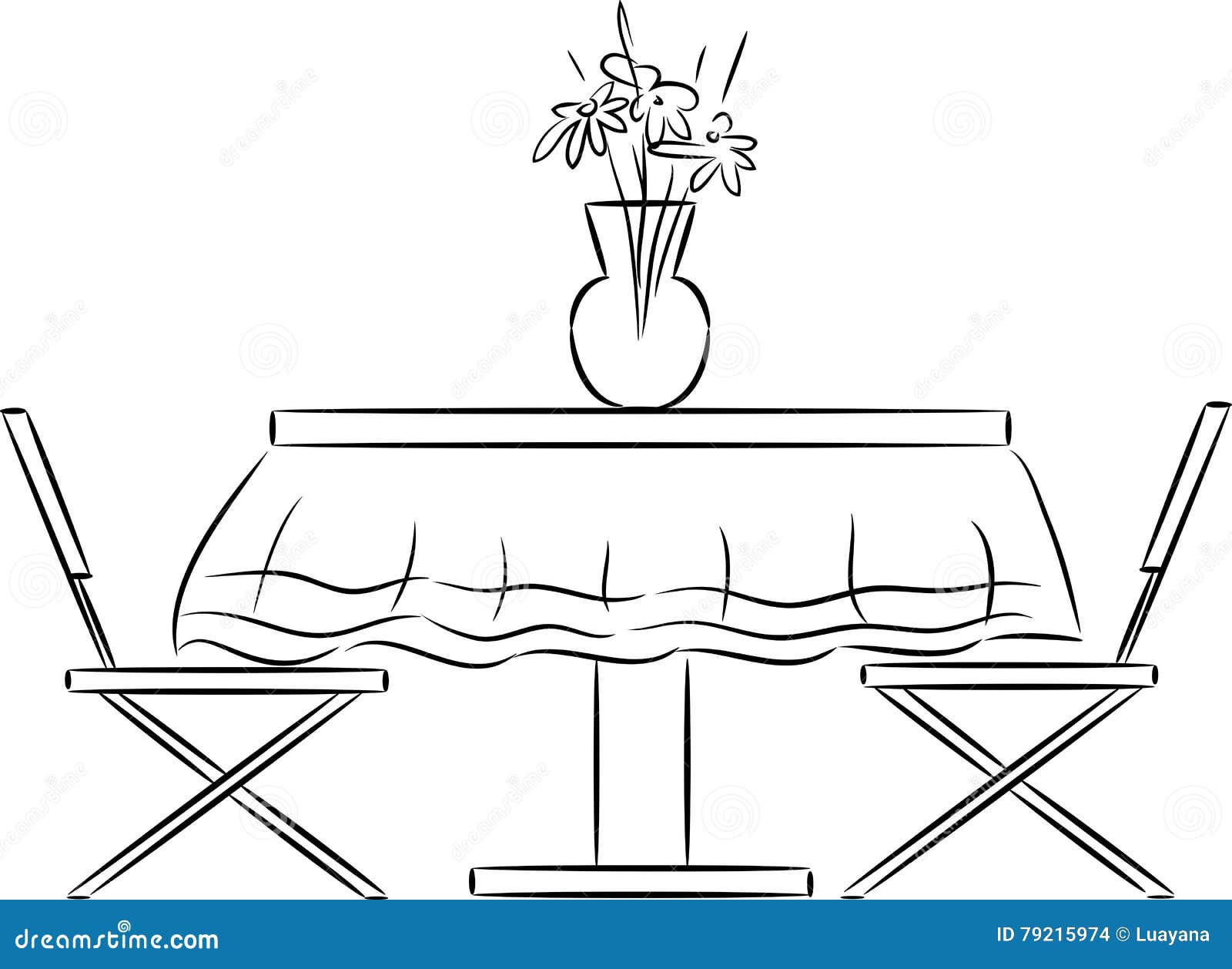 Sketch Of Kitchen Table And Chairs Stock Vector