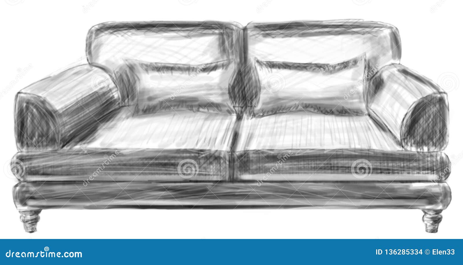 Sofa drawing Architecture design sketch Modern couch