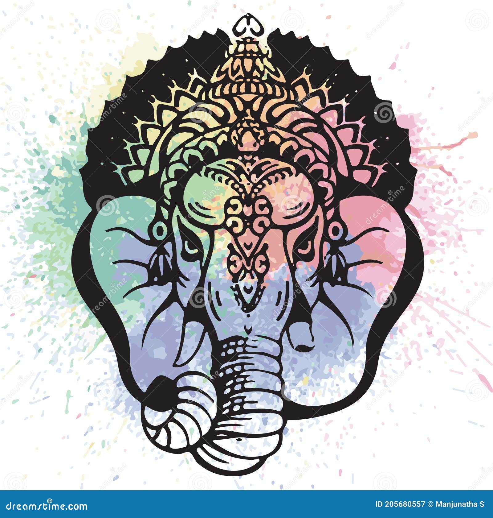 Silhouette of lord ganesha as line drawing Vector Image