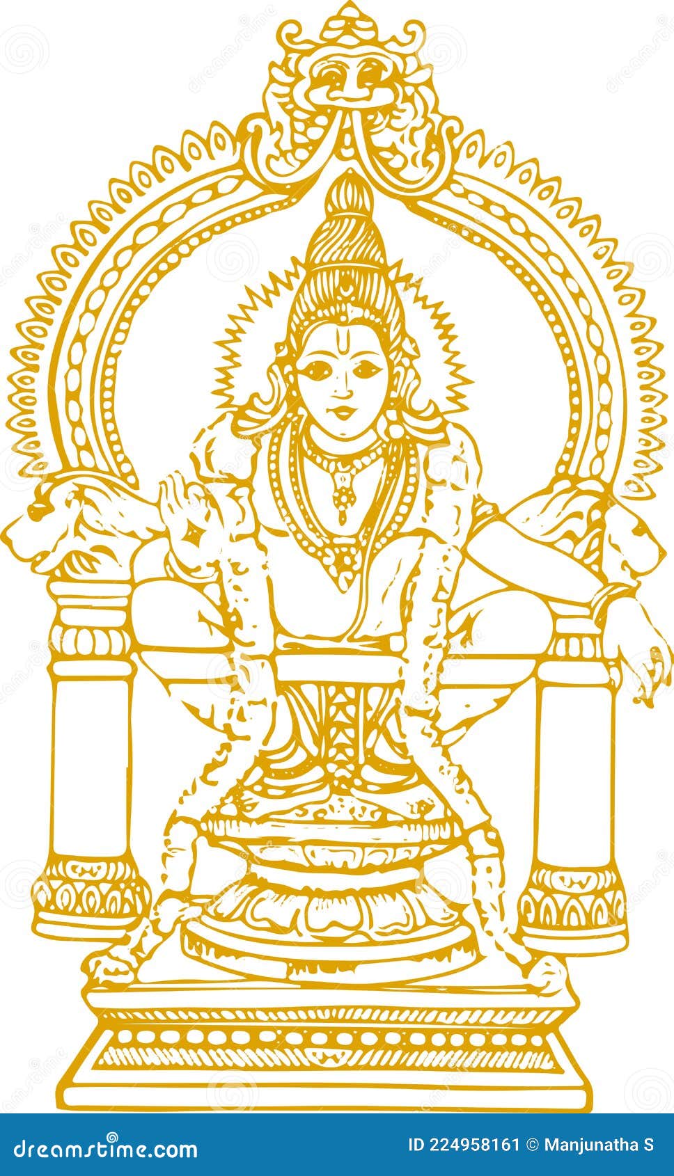 Image of Sketch Of Lord Shiva Son Ayyappan Or Ayyppa Swamy Outline Editable  Illustration-TC966153-Picxy