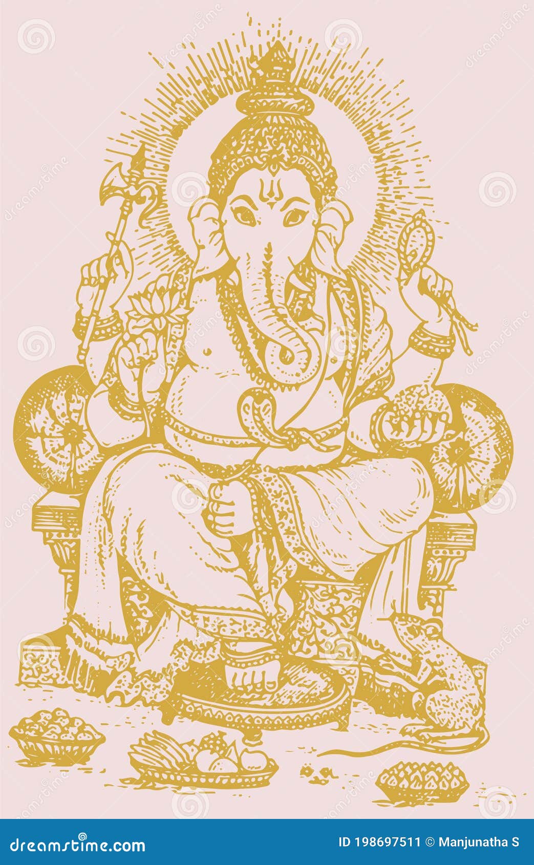 Sketch of Lord Vinayaka or Ganesha Creative Outline Editable ...