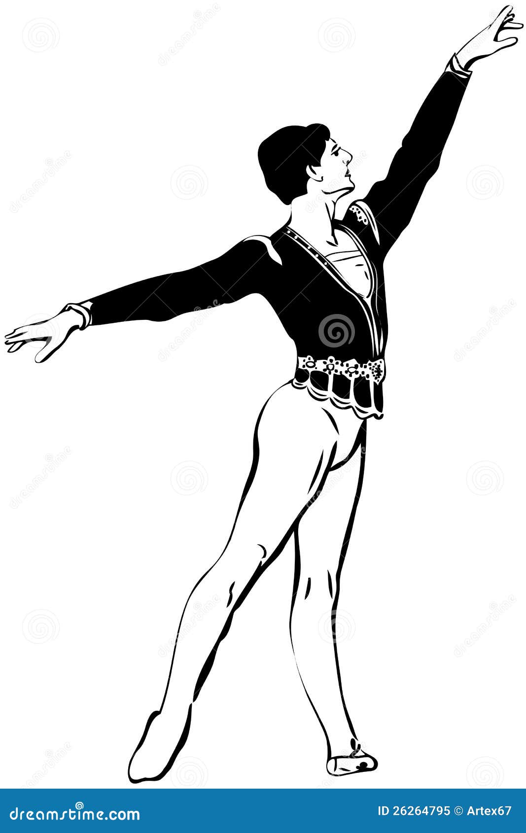 Sketch Male Ballet Dancer Standing in Pose Stock Vector - Illustration