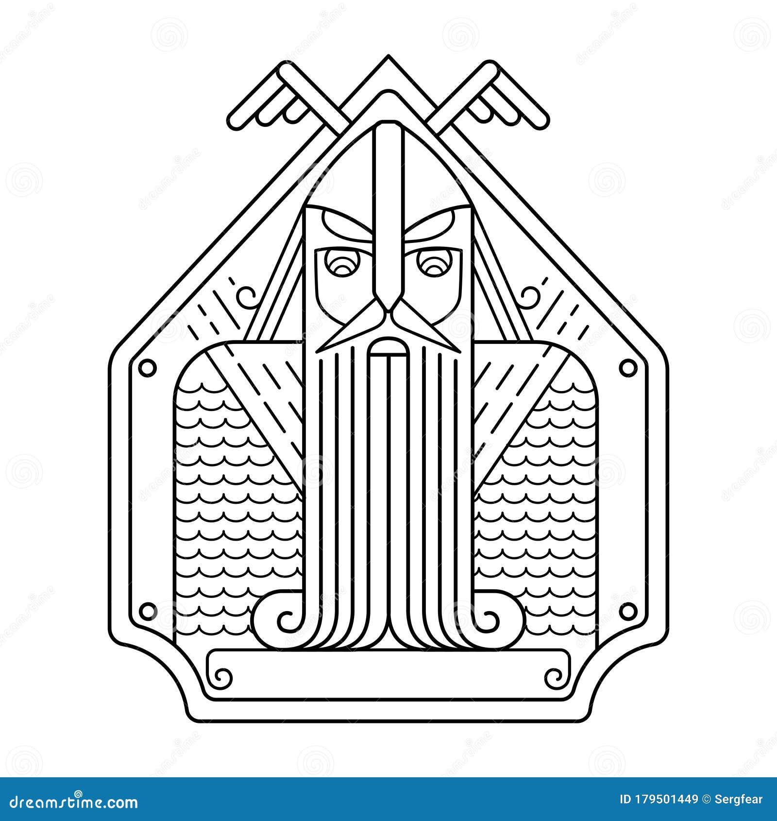 Sketch of a Man in Chain Mail and Beard. Stock Vector - Illustration of
